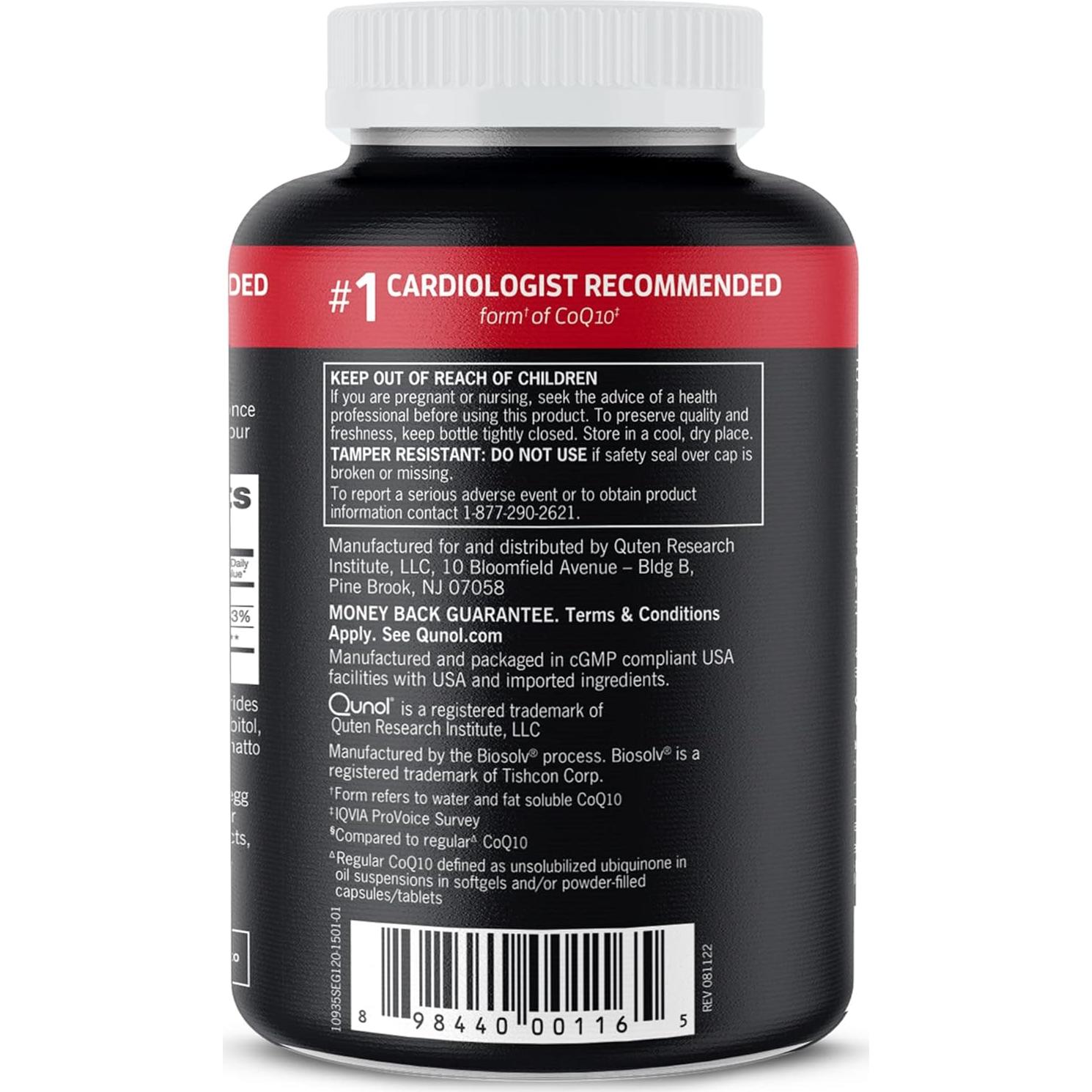 Suplemento Qunol CoQ10 100mg 120 Cápsulas Gel Blandas