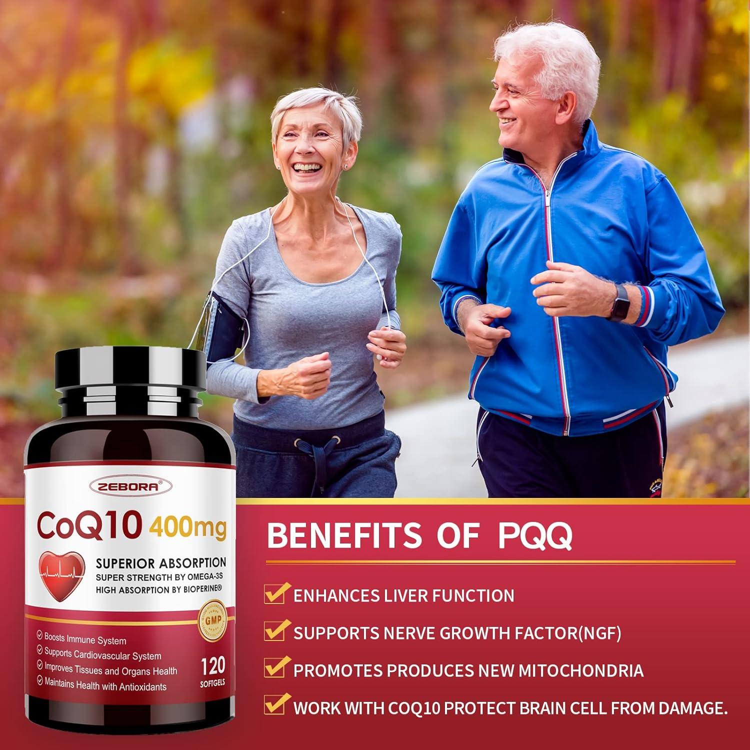 Suplemento CoQ10 400mg ZEBORA con PQQ y Omega-3 120 Gelatinas