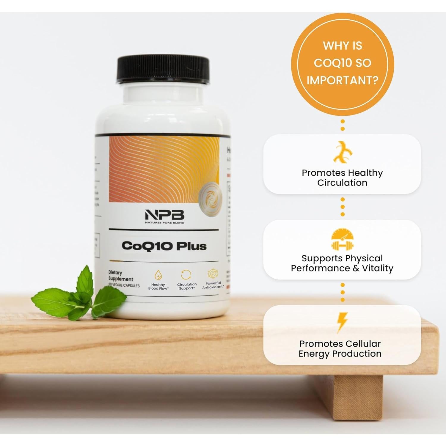 Suplemento CoQ10 Plus Mezcla Pura - 60 Cápsulas Antioxidantes