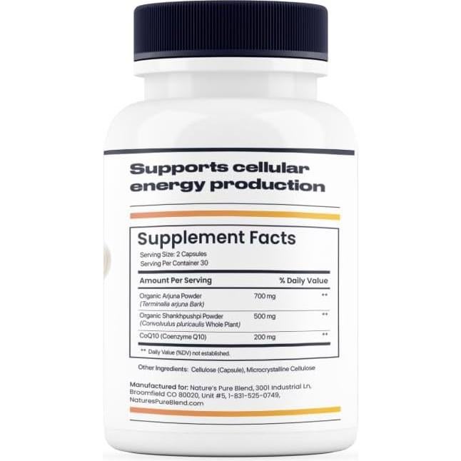 Suplemento CoQ10 Plus Mezcla Pura - 60 Cápsulas Antioxidantes