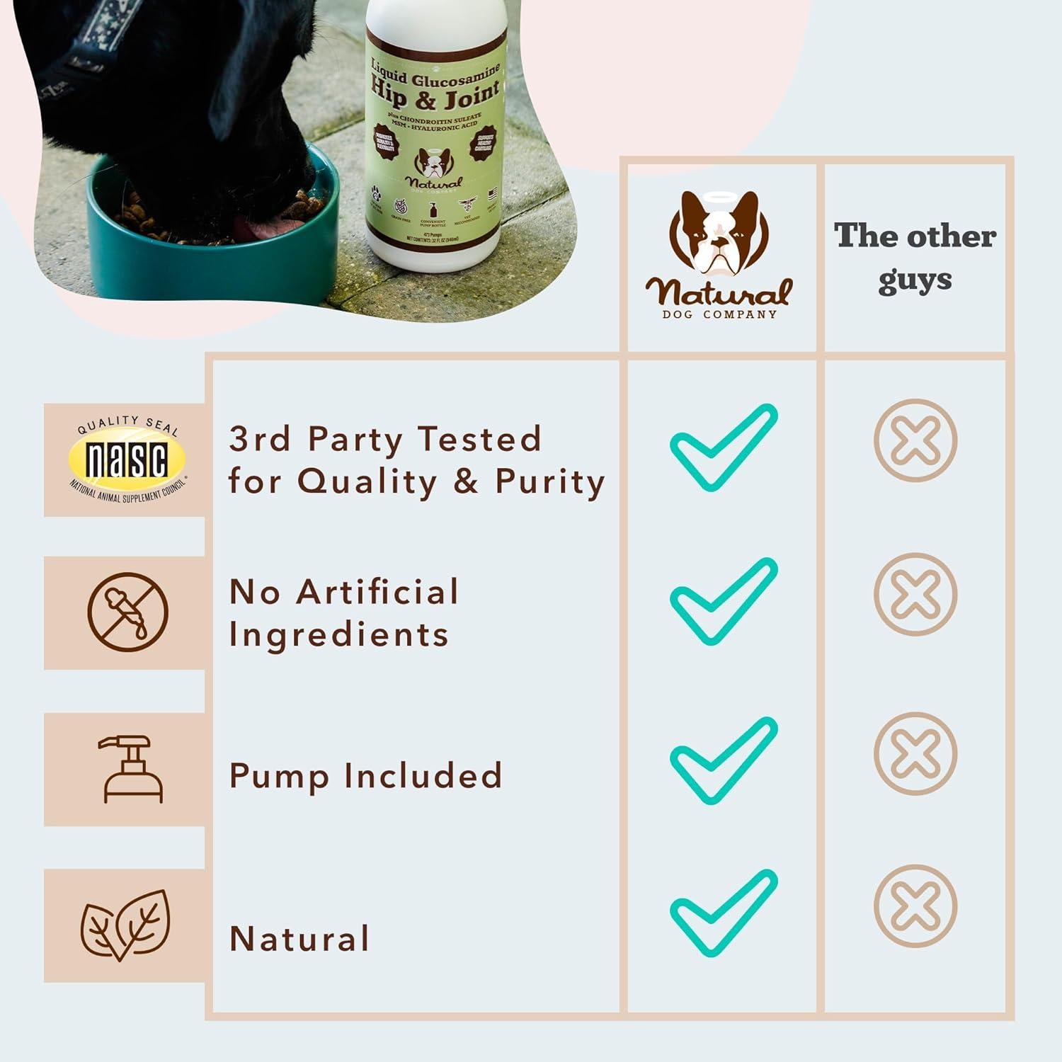 Natural Dog Company Aceite de Glucosamina 473 ml para Perros