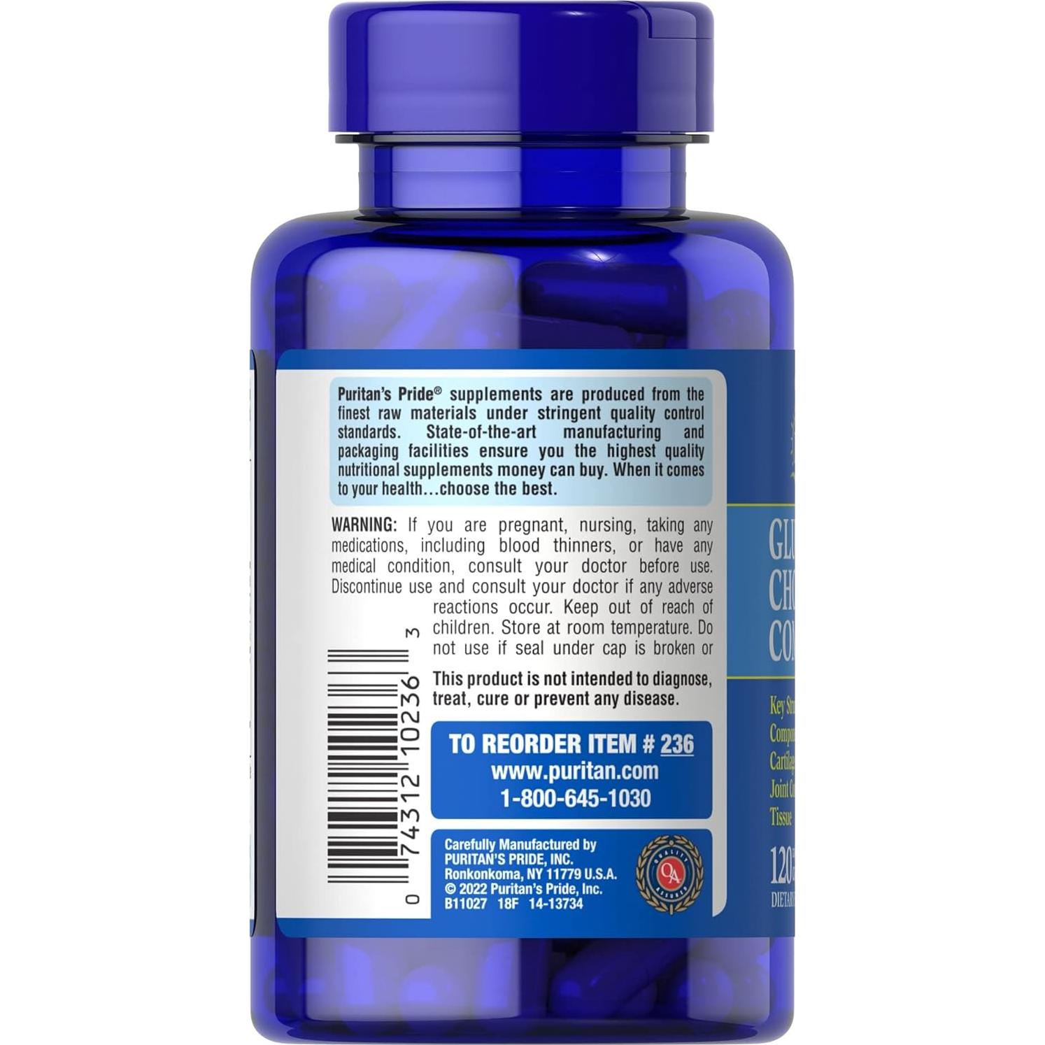 Complejo de Glucosamina y Condroitina Puritan's Pride 120 Cápsulas