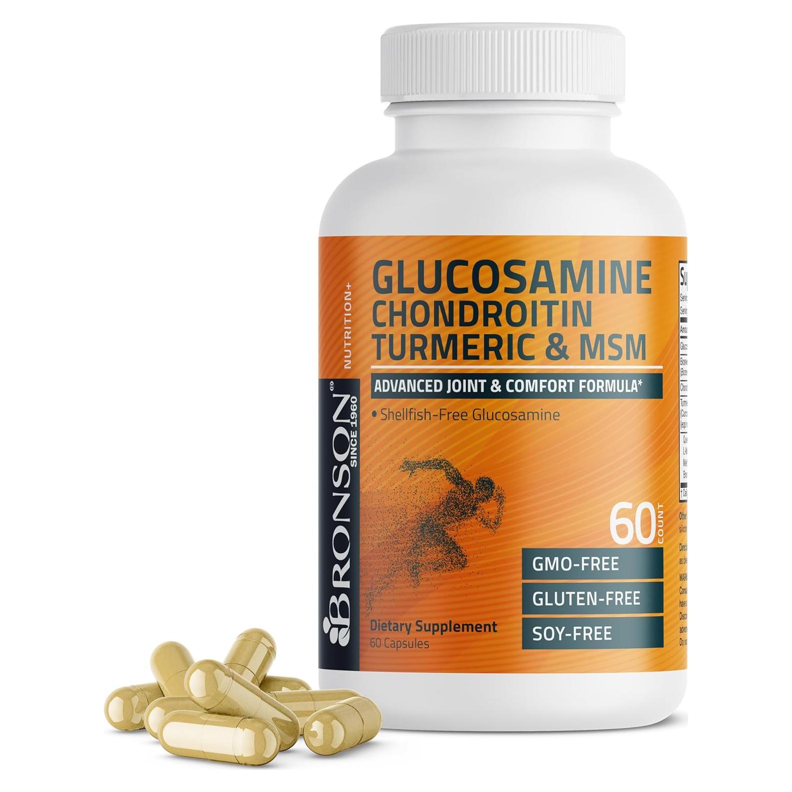 Bronson Glucosamina Condroitina Cúrcuma MSM 60 Cápsulas