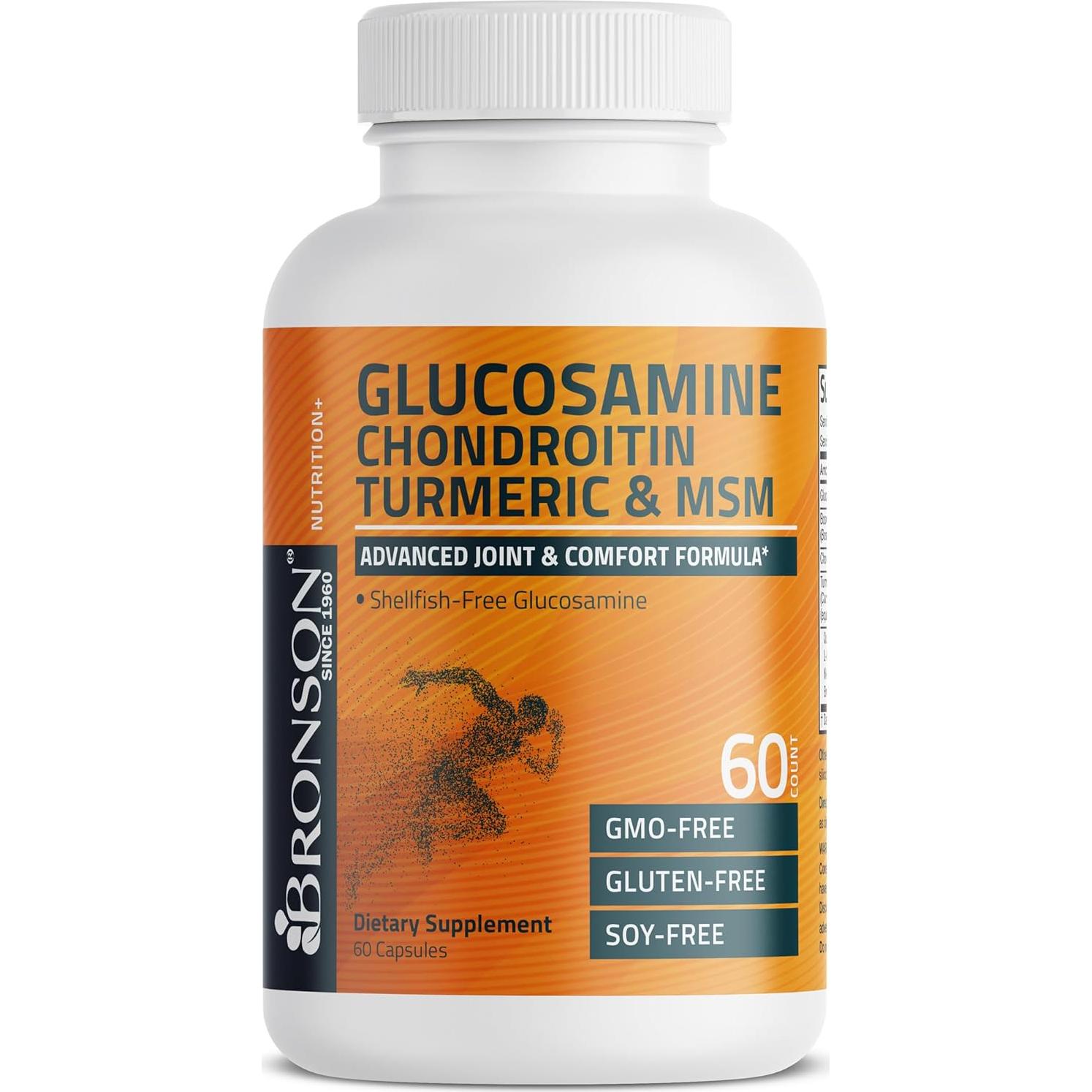 Bronson Glucosamina Condroitina Cúrcuma MSM 60 Cápsulas