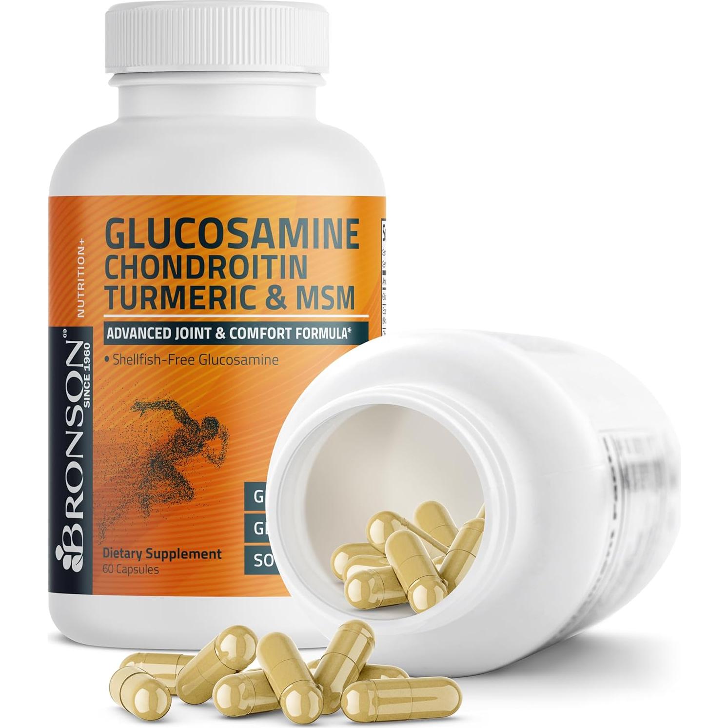 Bronson Glucosamina Condroitina Cúrcuma MSM 60 Cápsulas