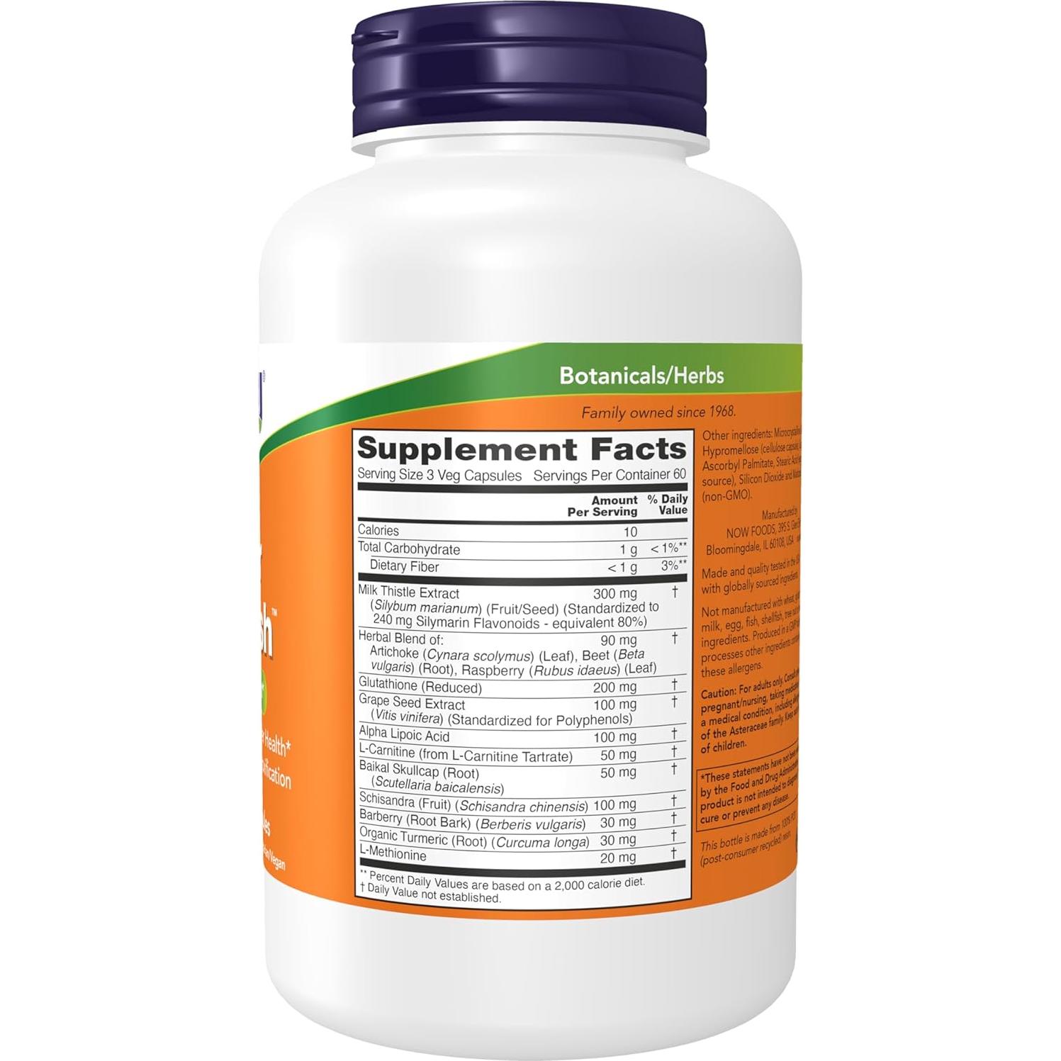 Suplemento de Hígado NOW Foods 180 Cápsulas Veganas