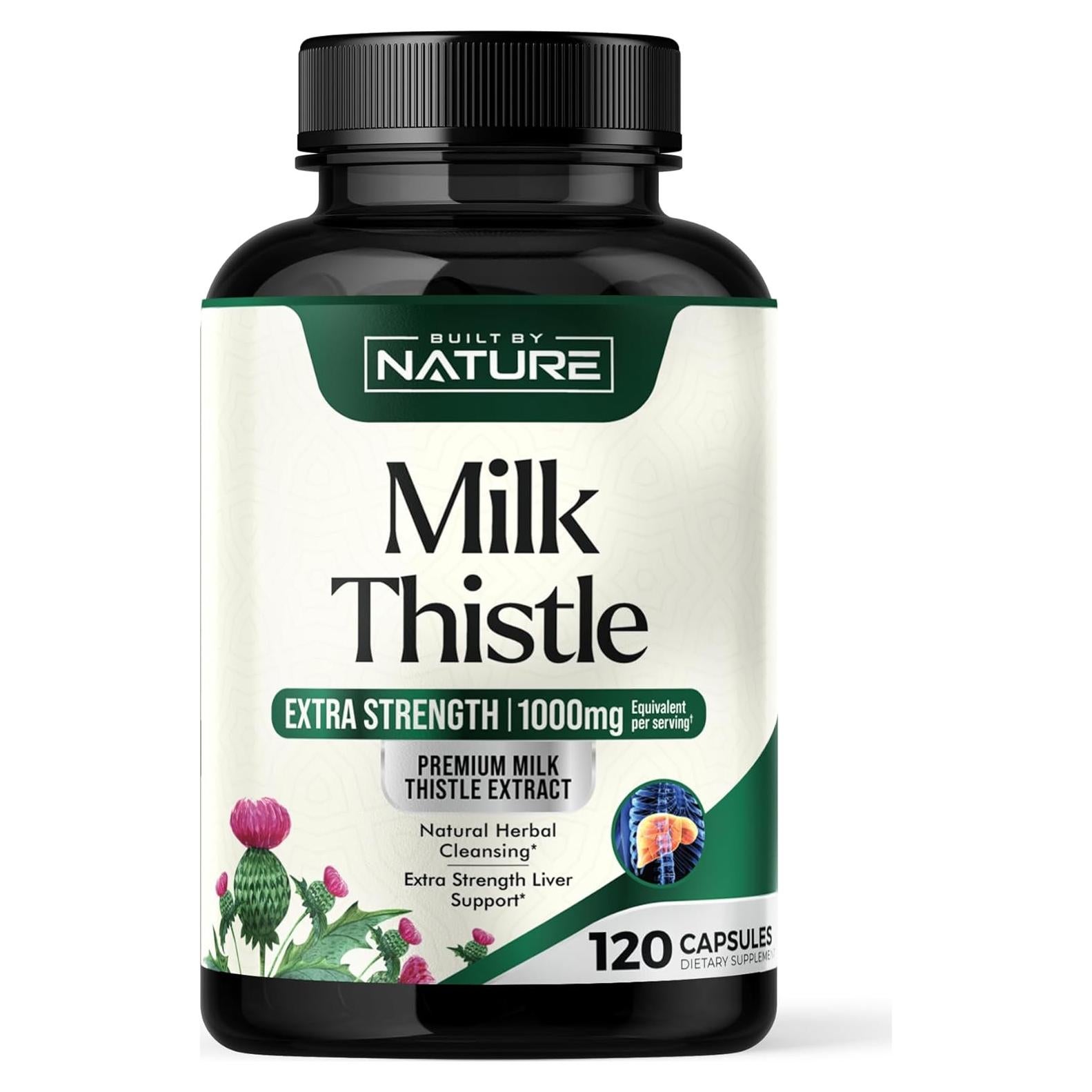 Cardo Mariano 1000mg Built By Nature - Detox Hígado 120 Cápsulas