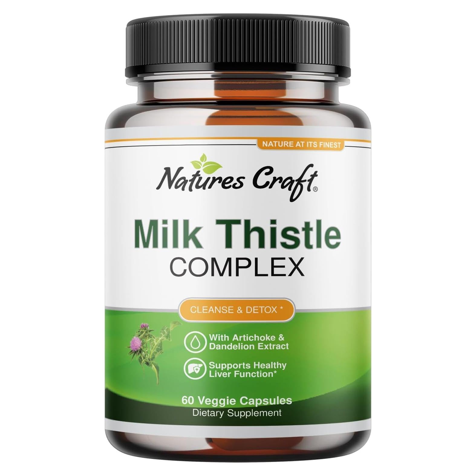 Suplemento Hepático Cardo Mariano Natures Craft 60 Cápsulas