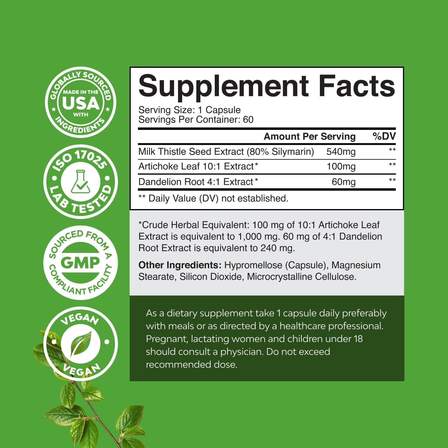 Suplemento Hepático Cardo Mariano Natures Craft 60 Cápsulas