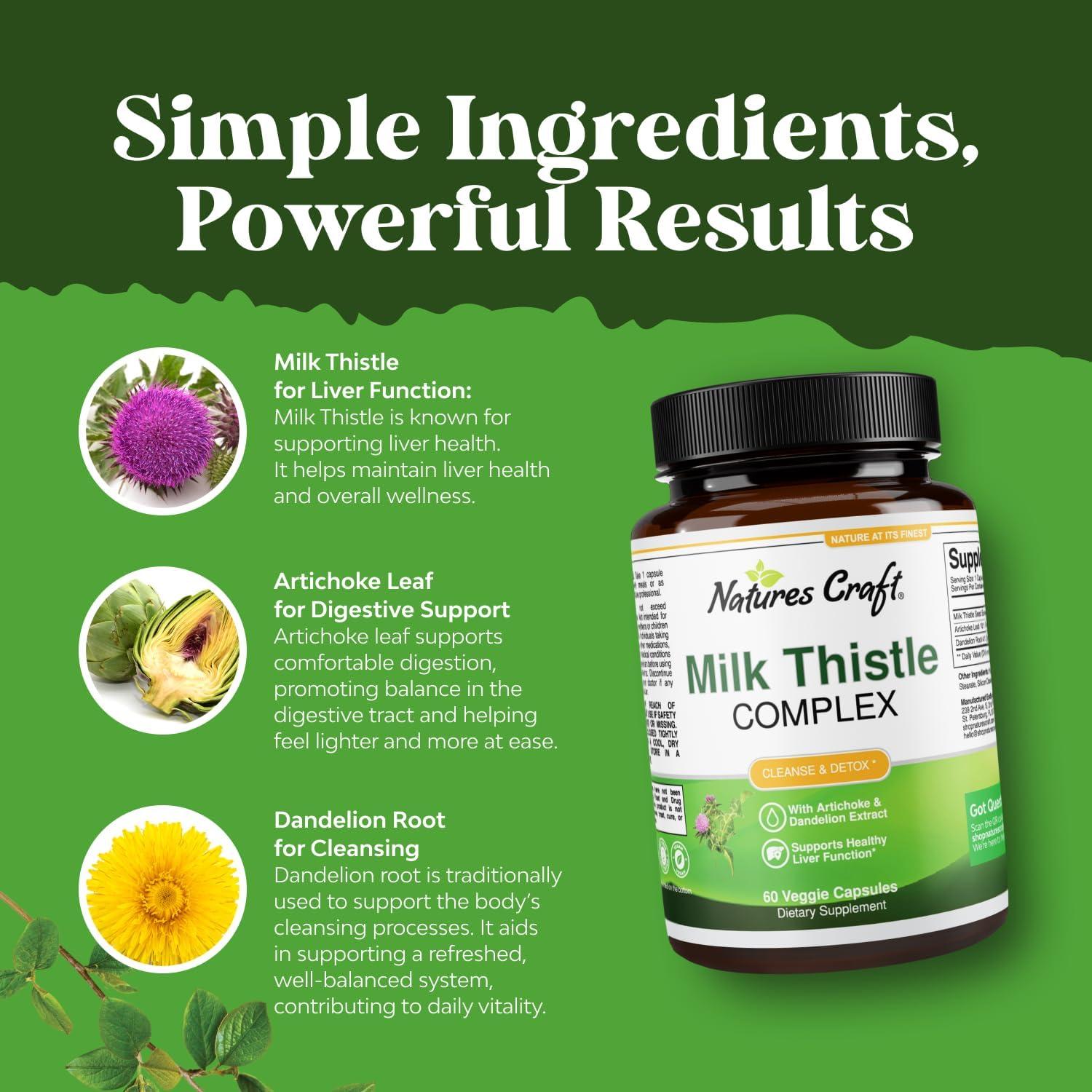 Suplemento Hepático Cardo Mariano Natures Craft 60 Cápsulas