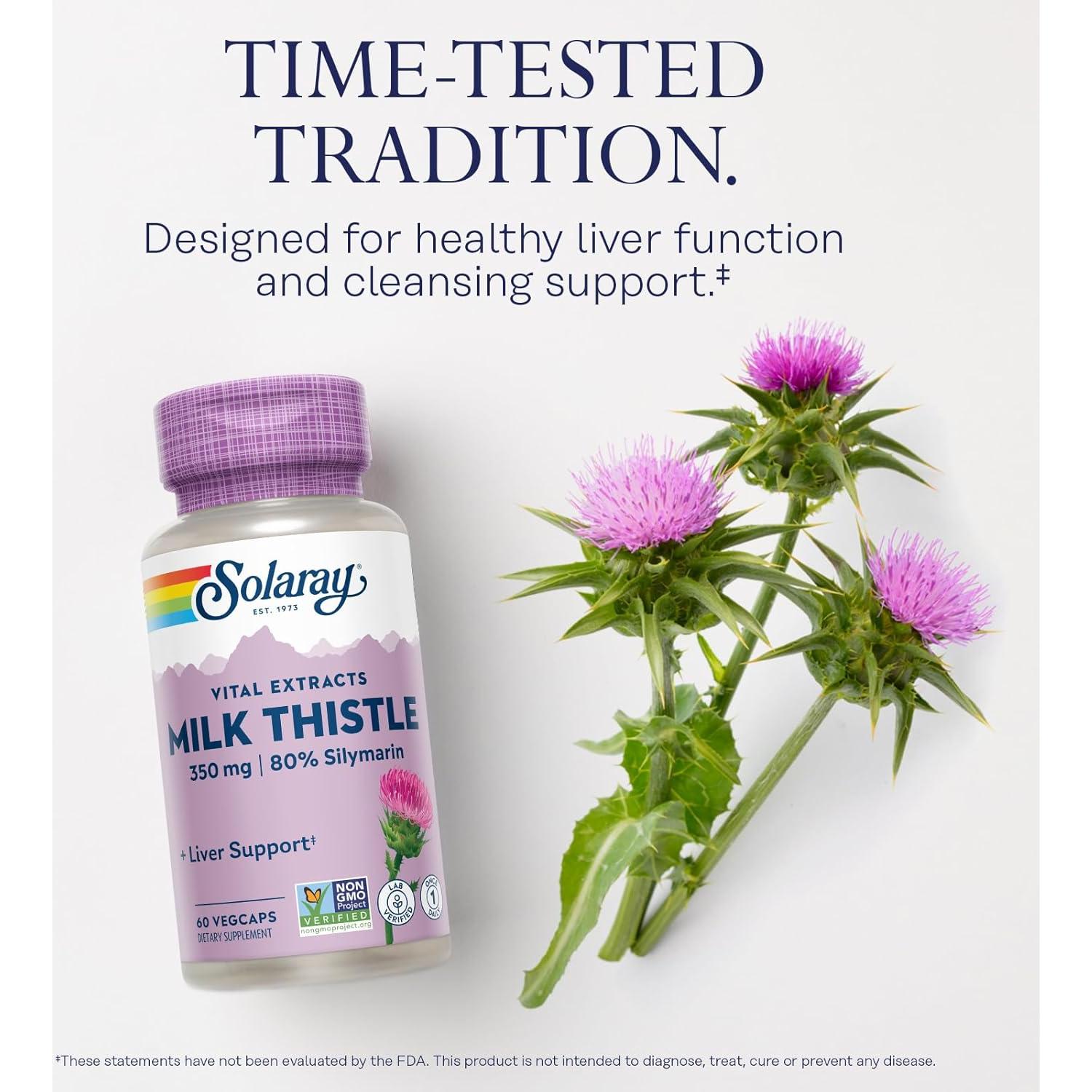 Suplemento Hepático Solaray Cardo Lechero 350 mg 60 VegCaps