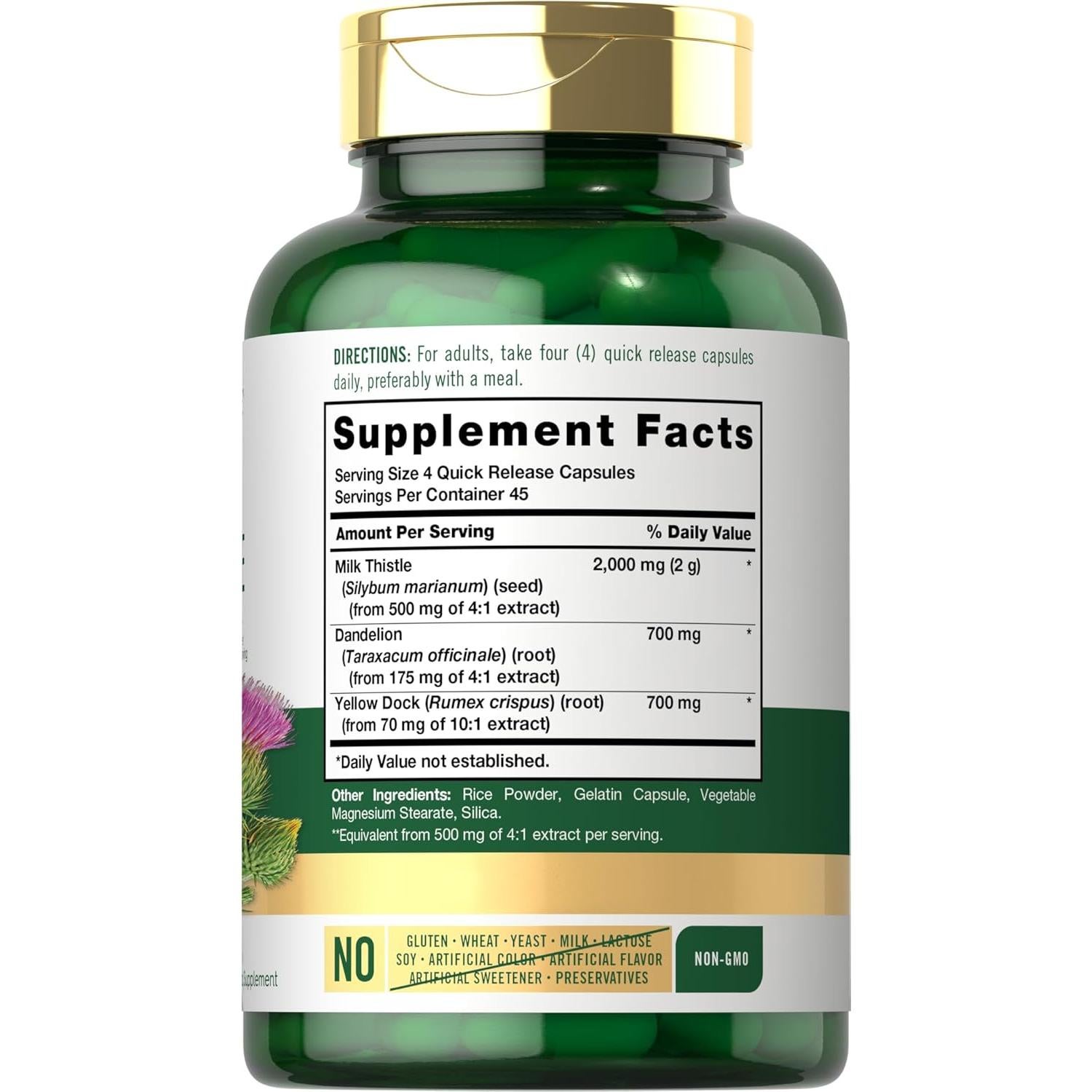 Cápsulas de Cardo Mariano Carlyle 2000mg con Diente de León