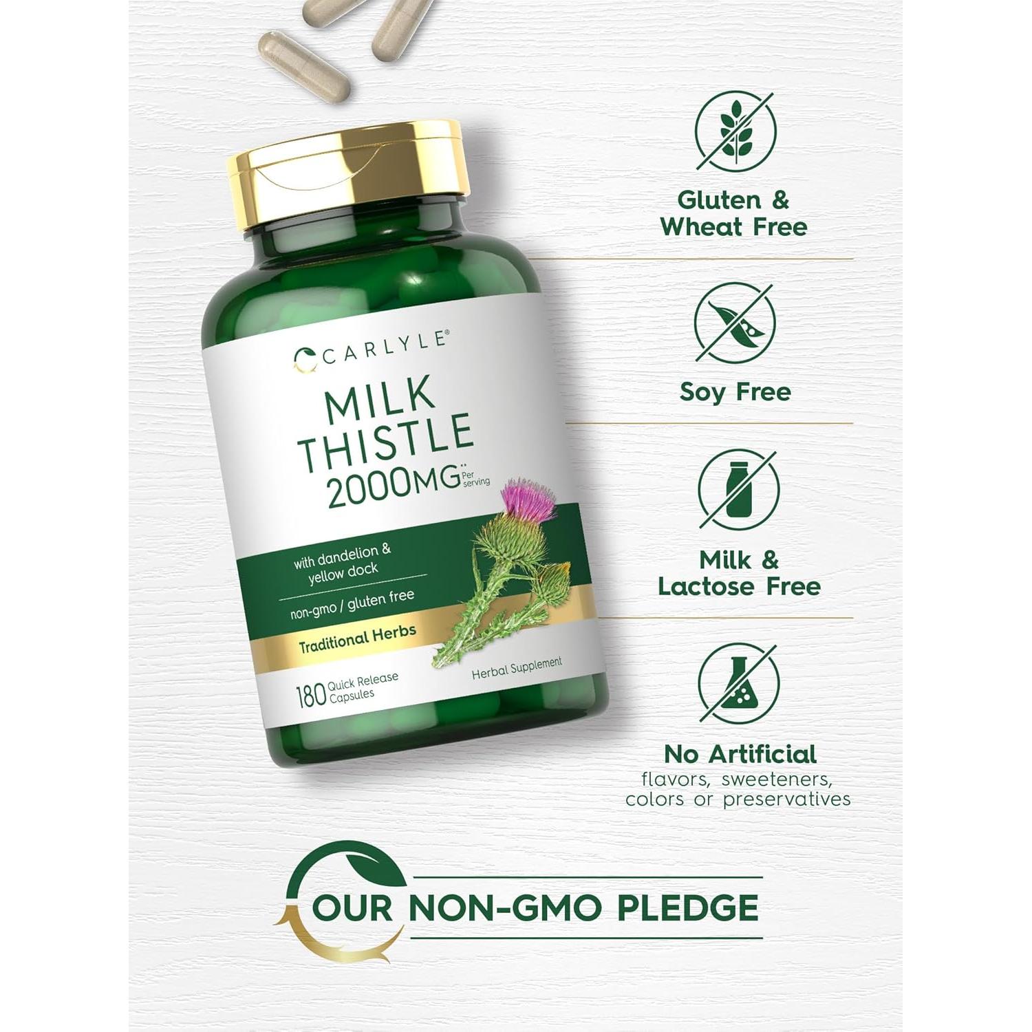 Cápsulas de Cardo Mariano Carlyle 2000mg con Diente de León