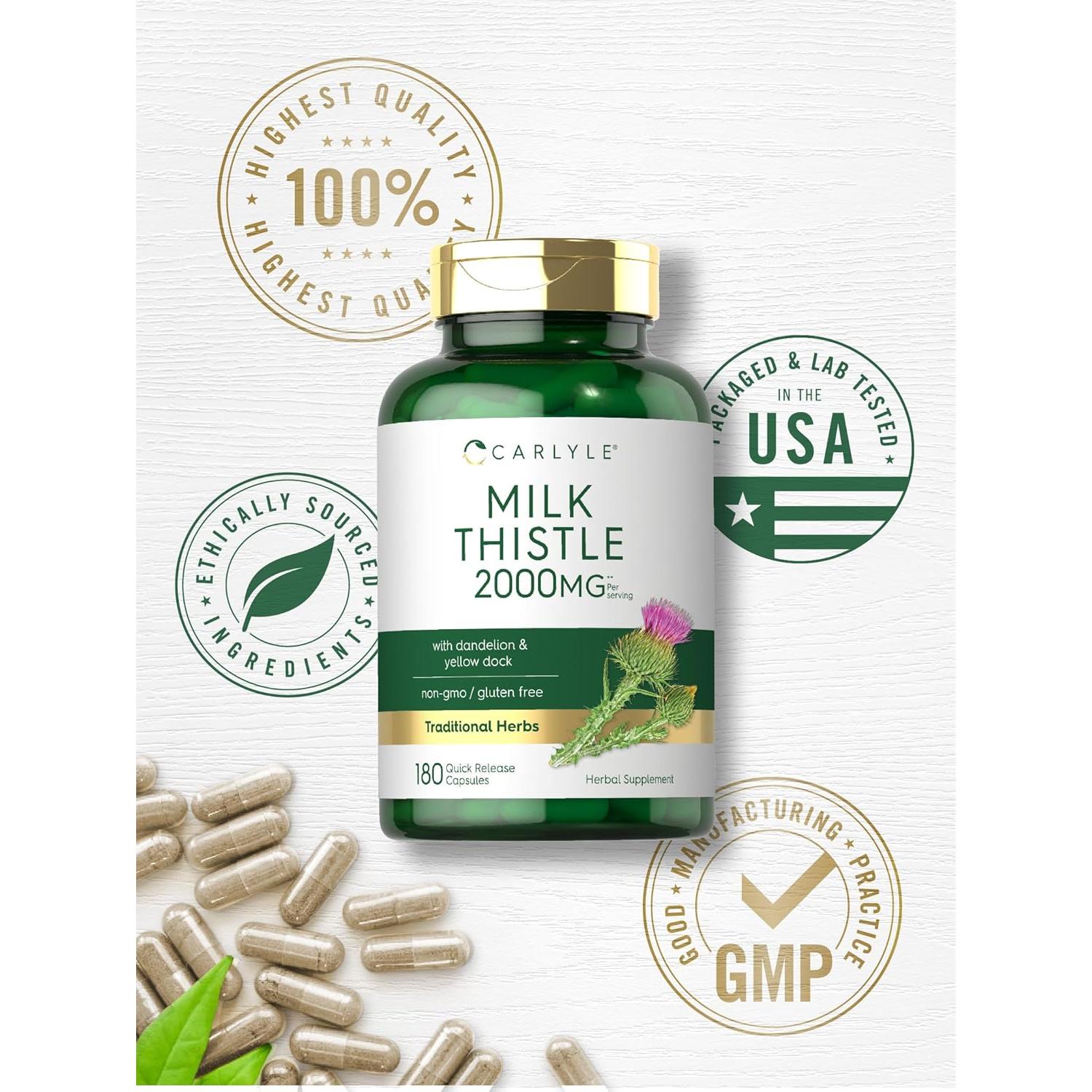 Cápsulas de Cardo Mariano Carlyle 2000mg con Diente de León