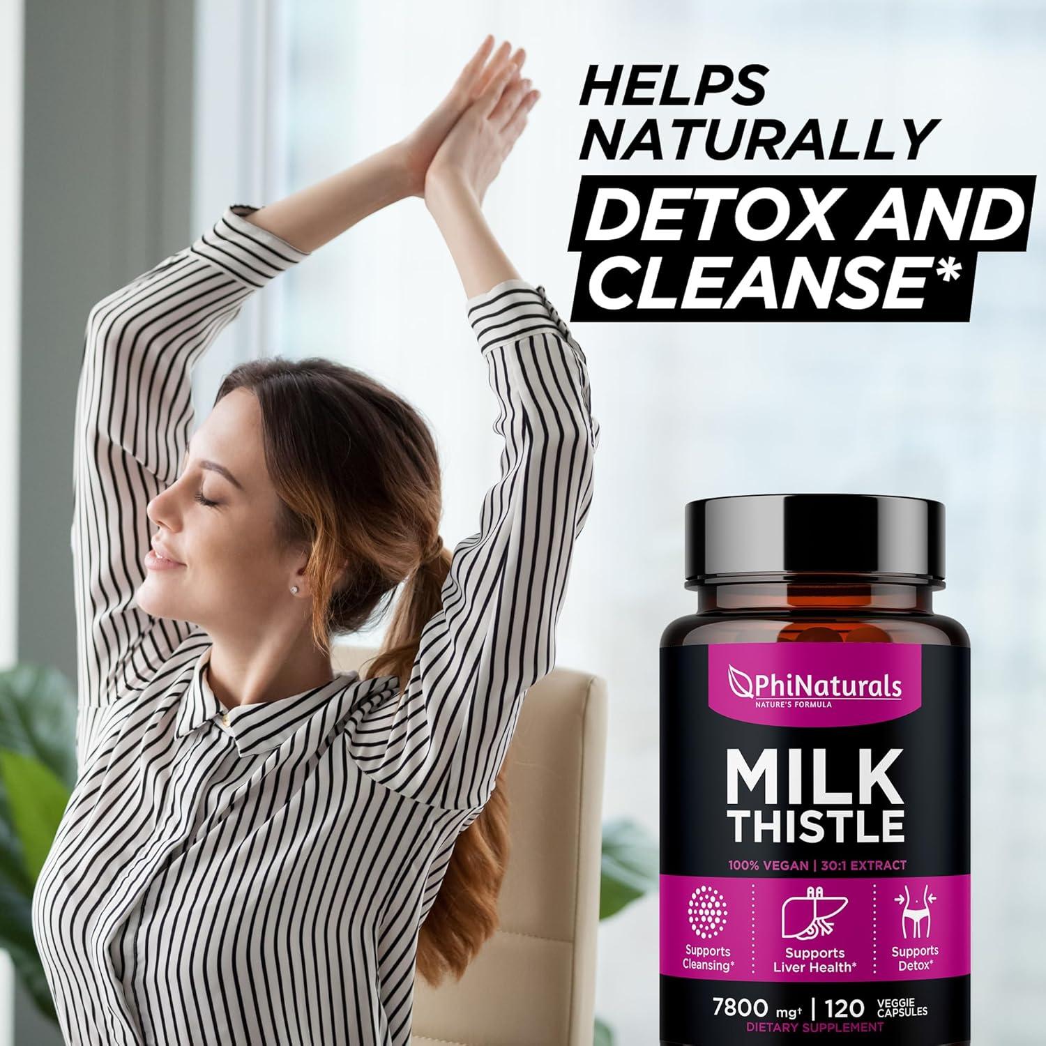 Extracto de Cardo Mariano PhiNaturals 260mg 30:1 Detox Hepático