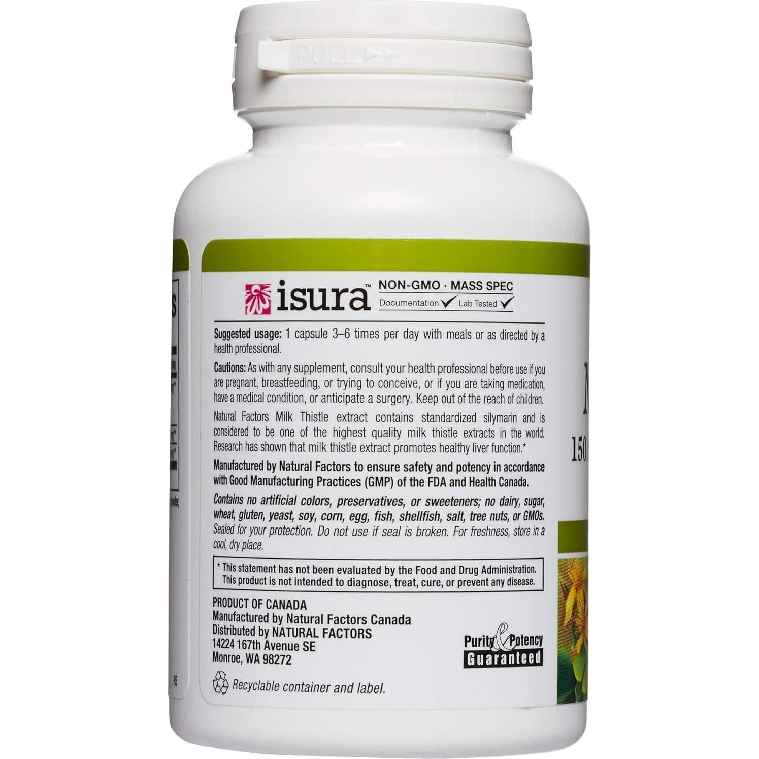 Extracto de Cardo Mariano Natural Factors 250 mg 90 Cápsulas