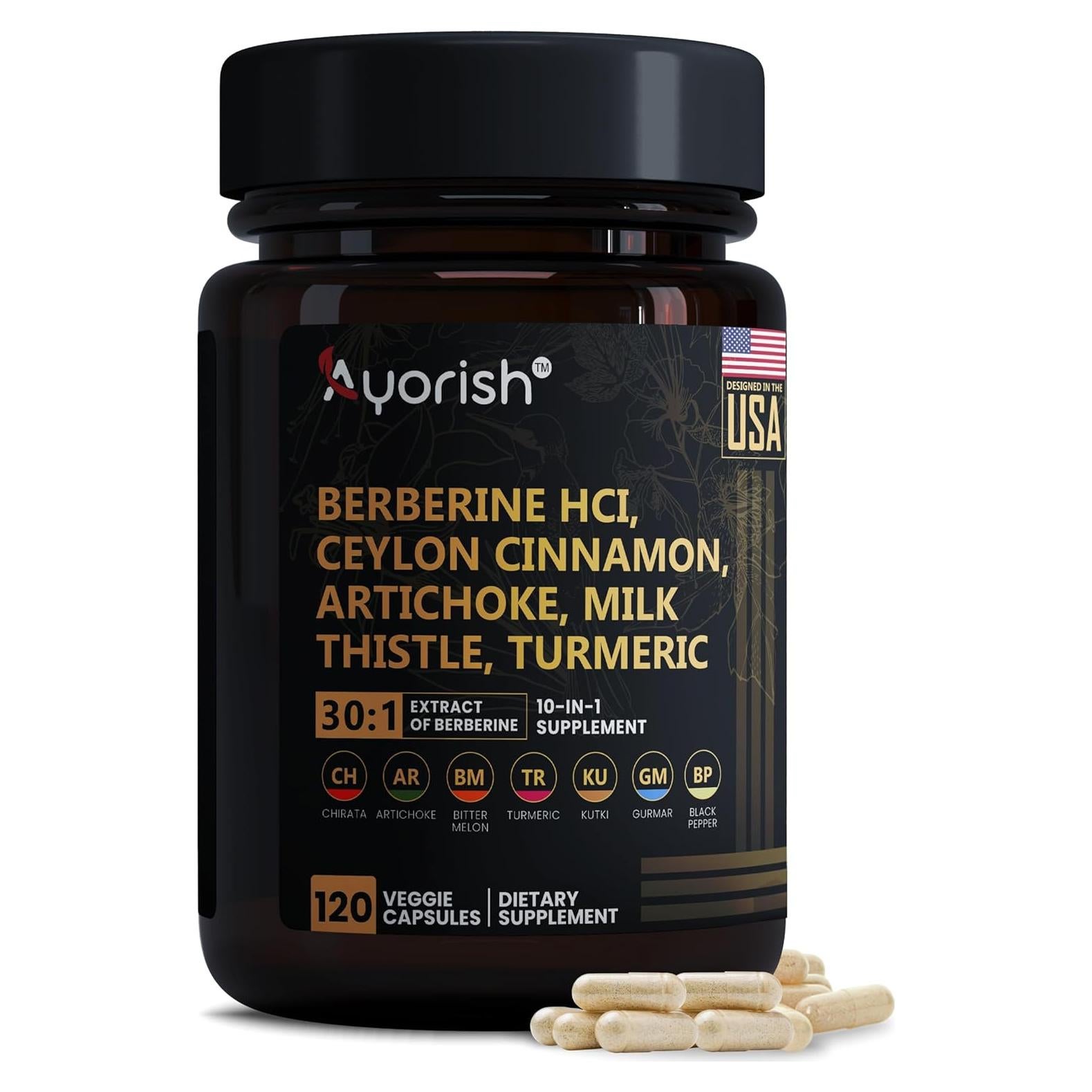 Suplemento de Berberina Ayorish 120 Cápsulas Veganas