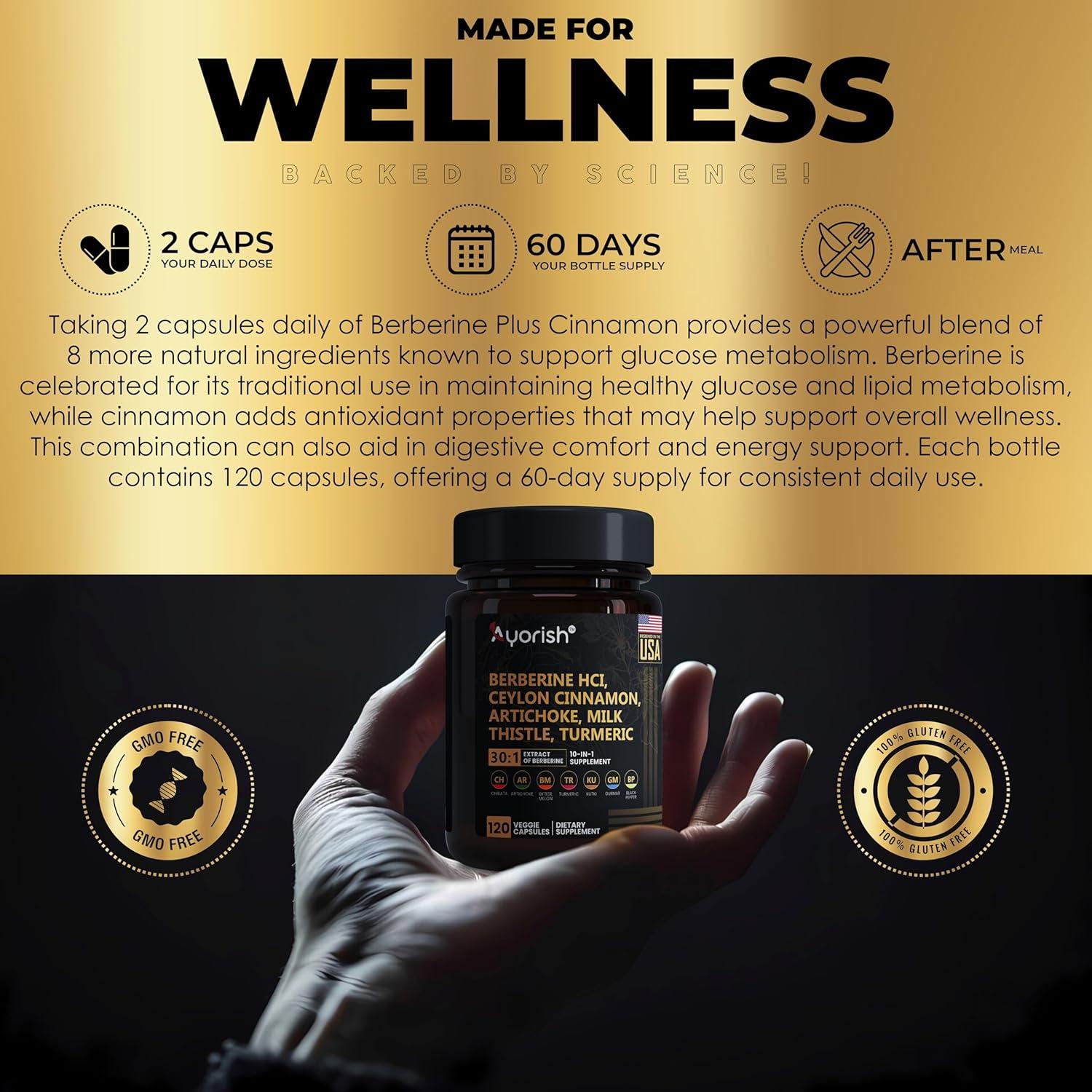 Suplemento de Berberina Ayorish 120 Cápsulas Veganas