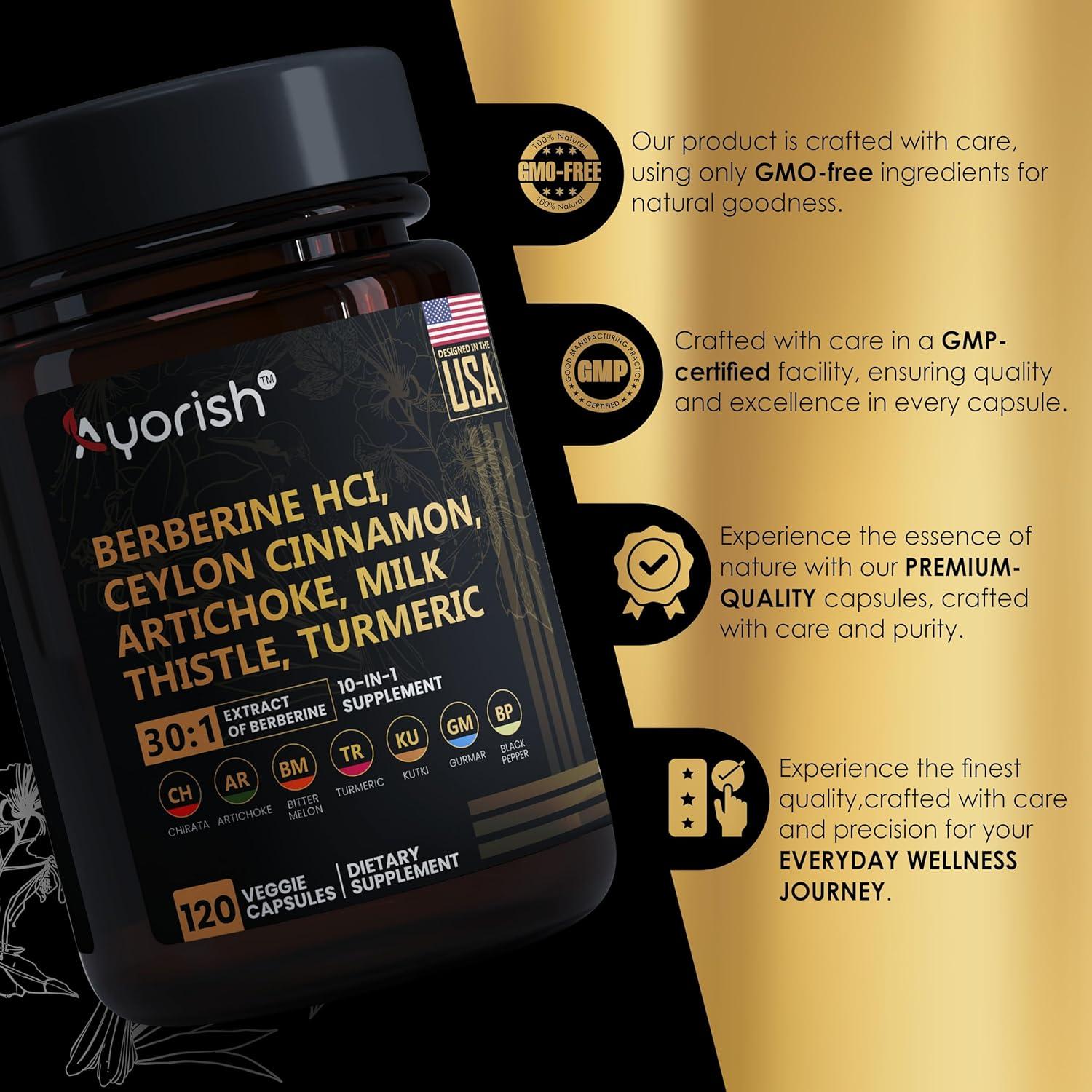 Suplemento de Berberina Ayorish 120 Cápsulas Veganas