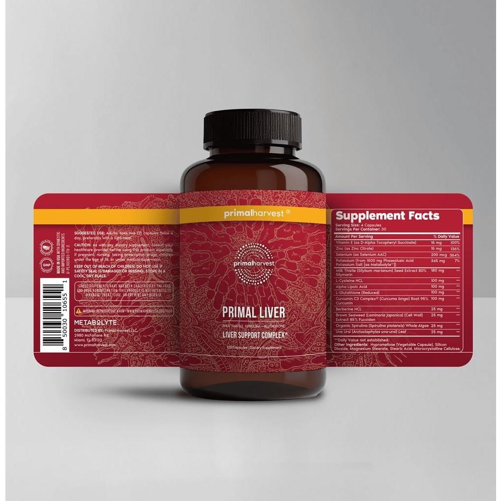 Suplemento Hepático Primal Harvest 120 Cápsulas Detox