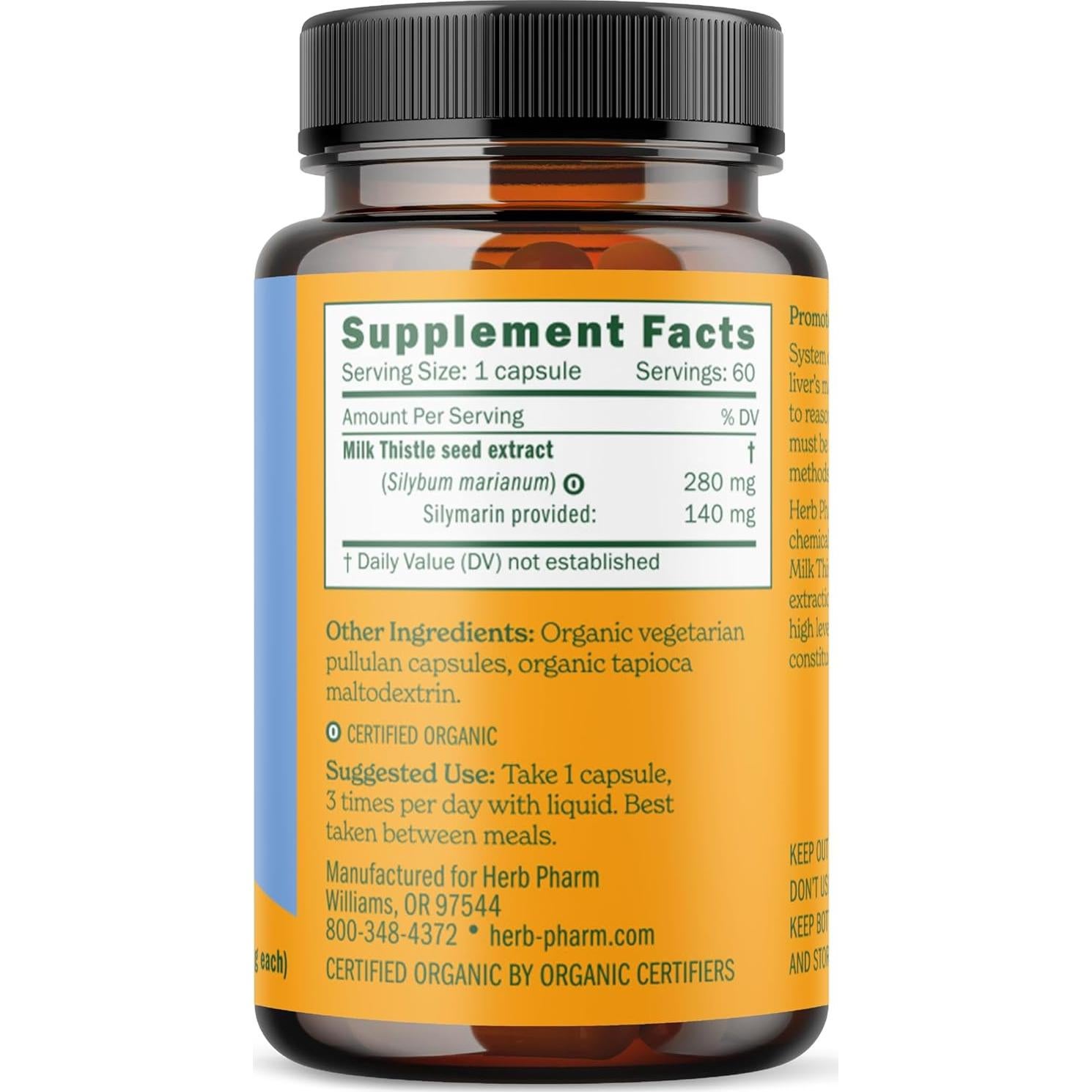 Cápsulas Vegetarianas de Cardo Mariano Herb Pharm 60 Unidades