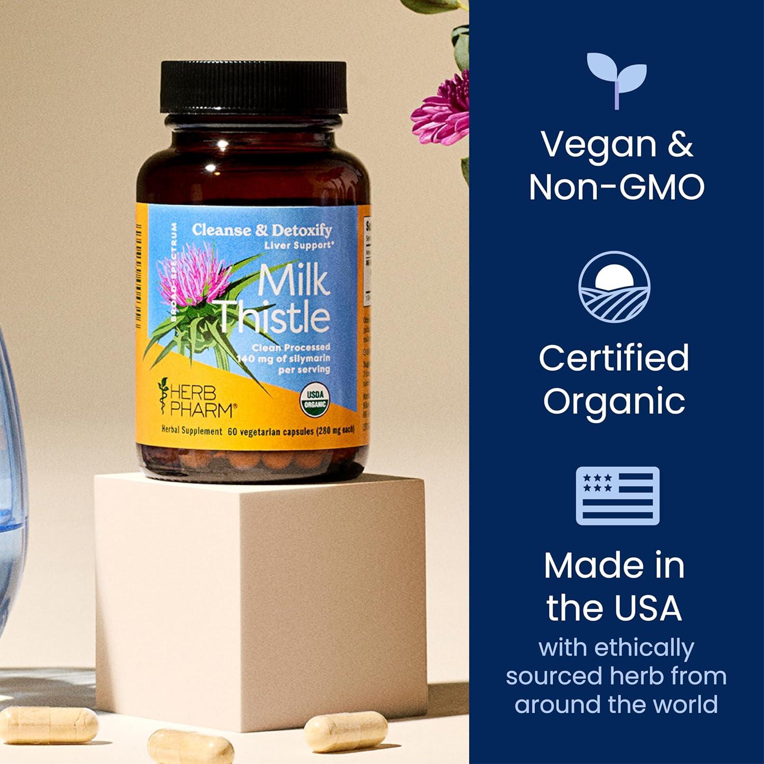 Cápsulas Vegetarianas de Cardo Mariano Herb Pharm 60 Unidades