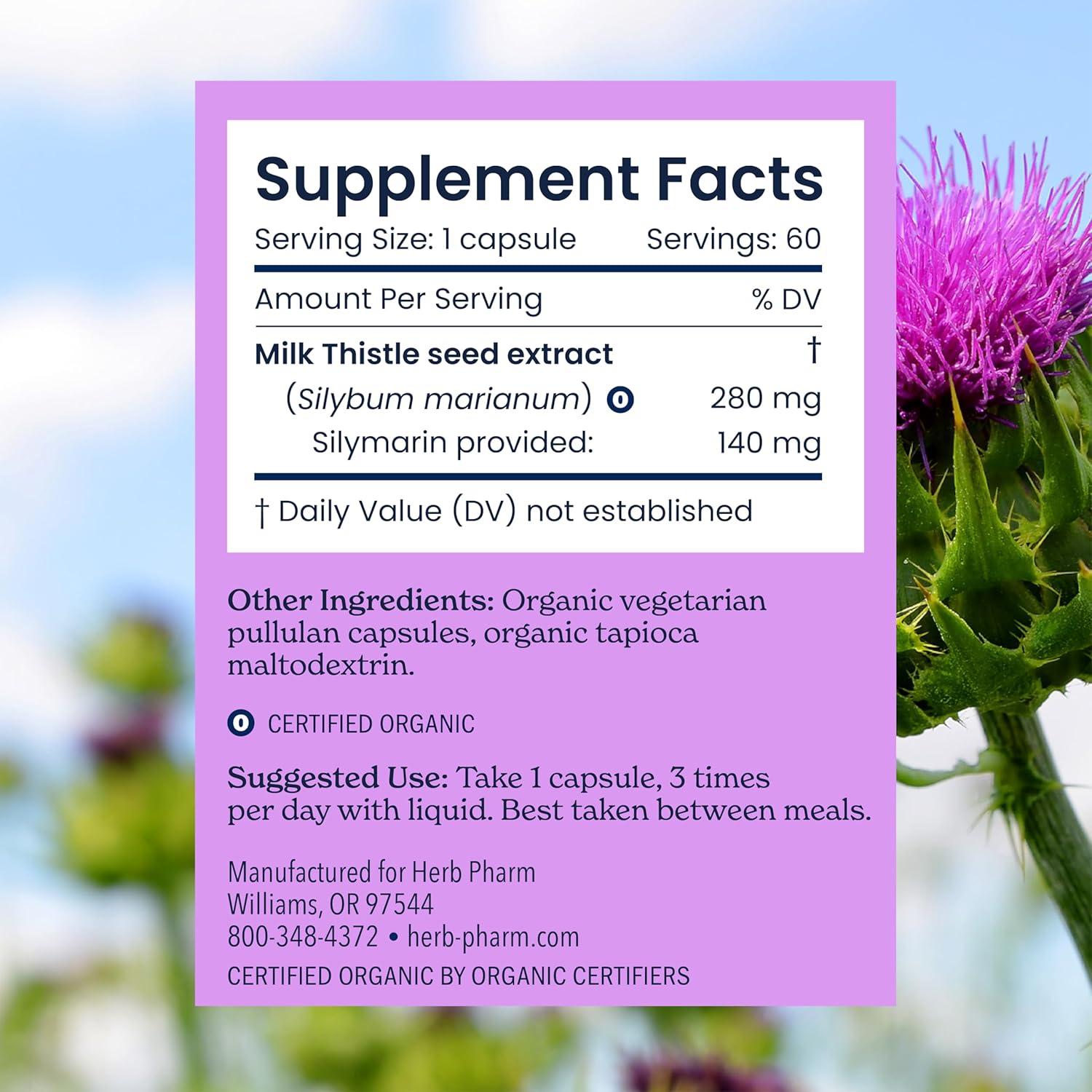 Cápsulas Vegetarianas de Cardo Mariano Herb Pharm 60 Unidades