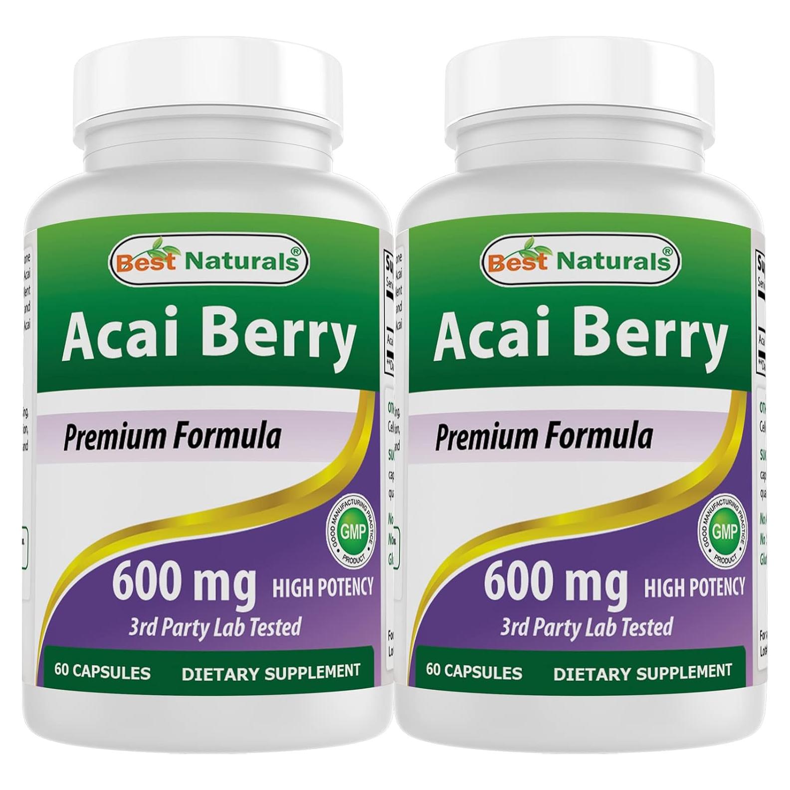 Baya de Acai 600 mg Mejores Naturales 120 Cápsulas