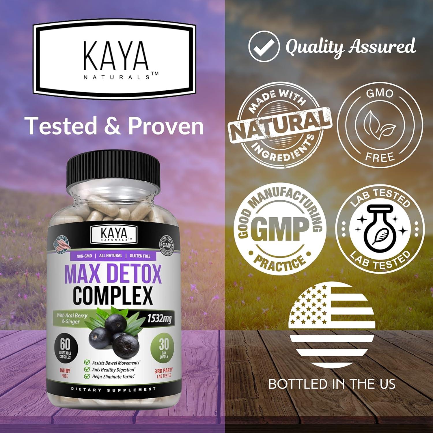 Suplemento Herbal Kaya Naturals Max Detox 1532 mg 60 Cápsulas