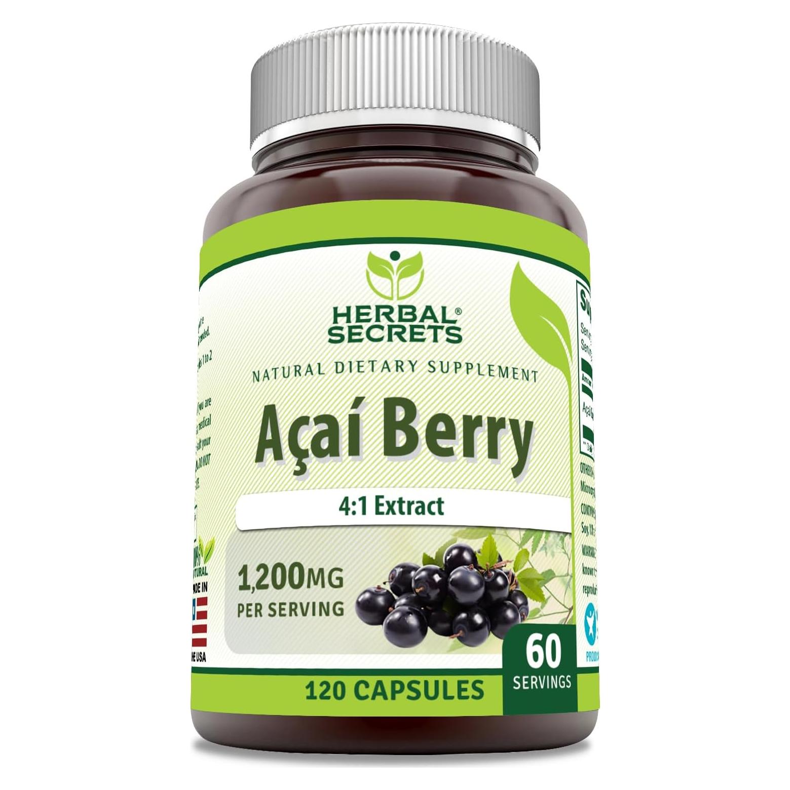 Suplemento Acai 1200 Mg Secretos Herbales 120 Cápsulas