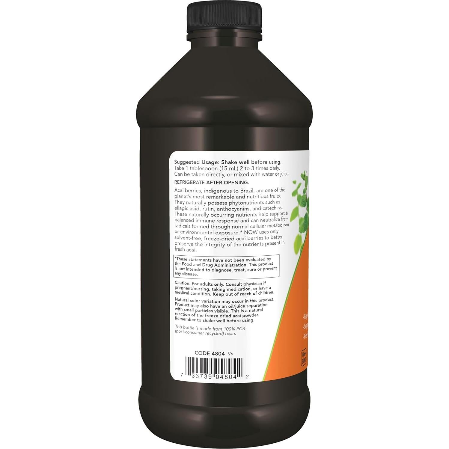 Suplemento Líquido de Acai NOW Foods 453.6g - Inmunidad Saludable