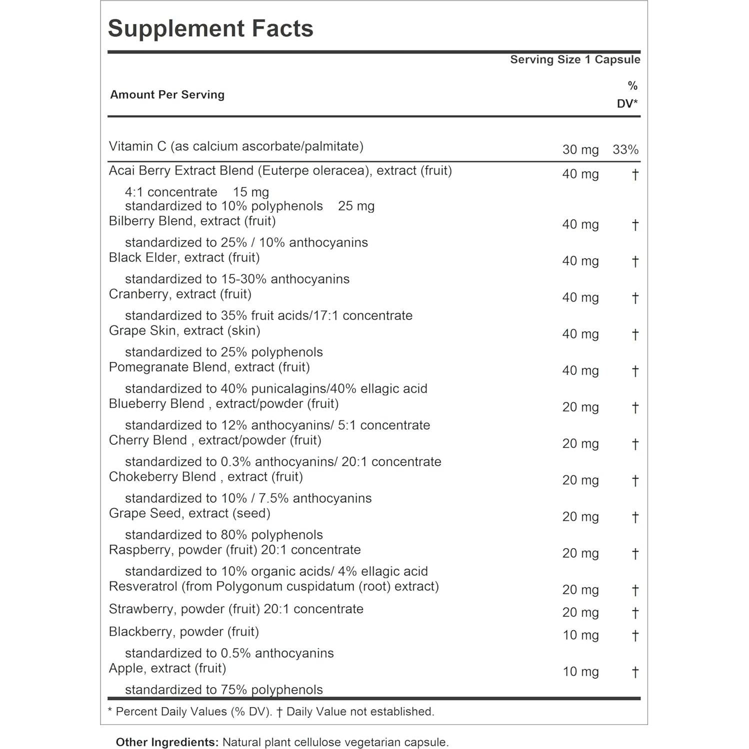 Extractos Antioxidantes de Frutas Andrew Lessman 60 Cápsulas