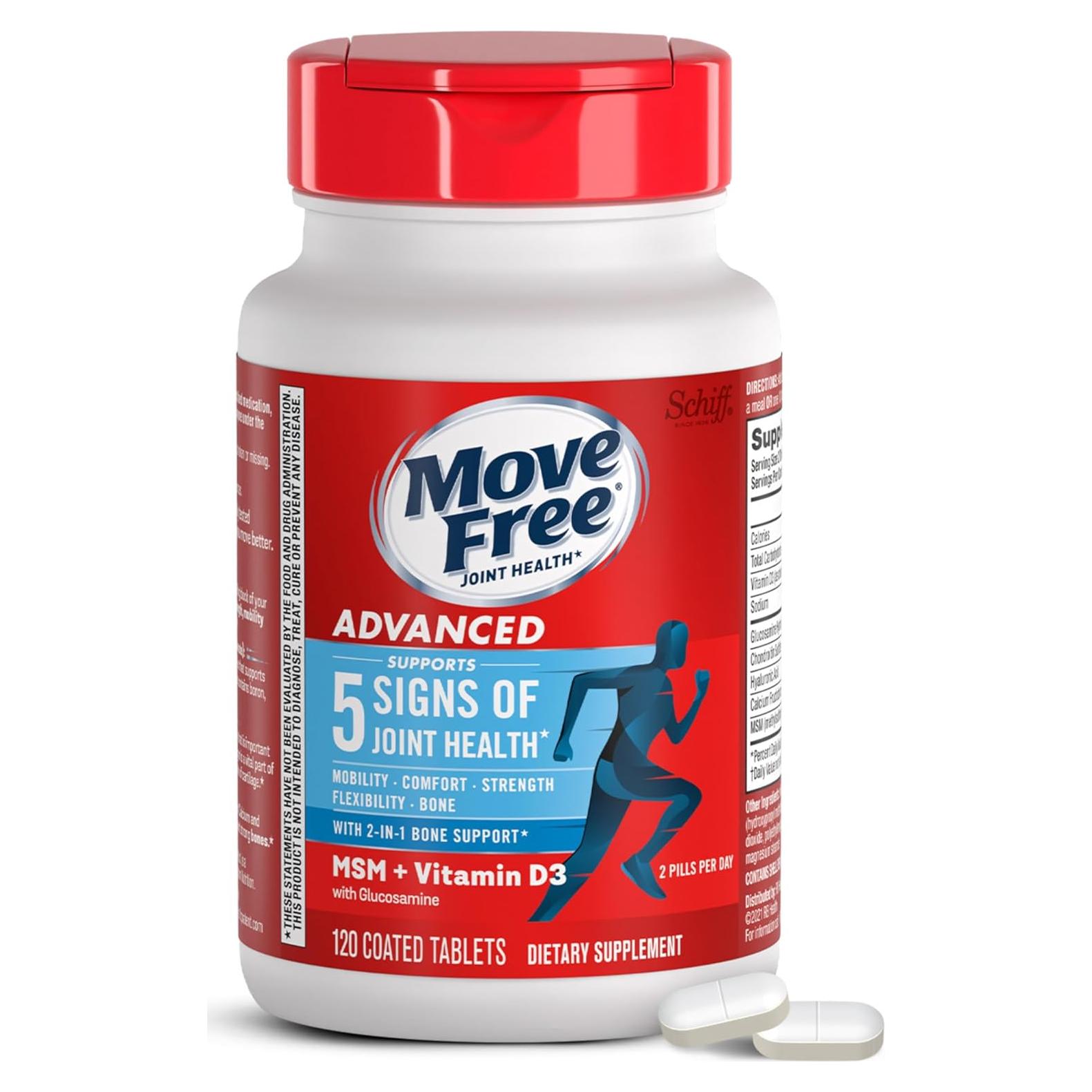 Move Free Advanced Glucosamina MSM Vitamina D3 120 Tabletas