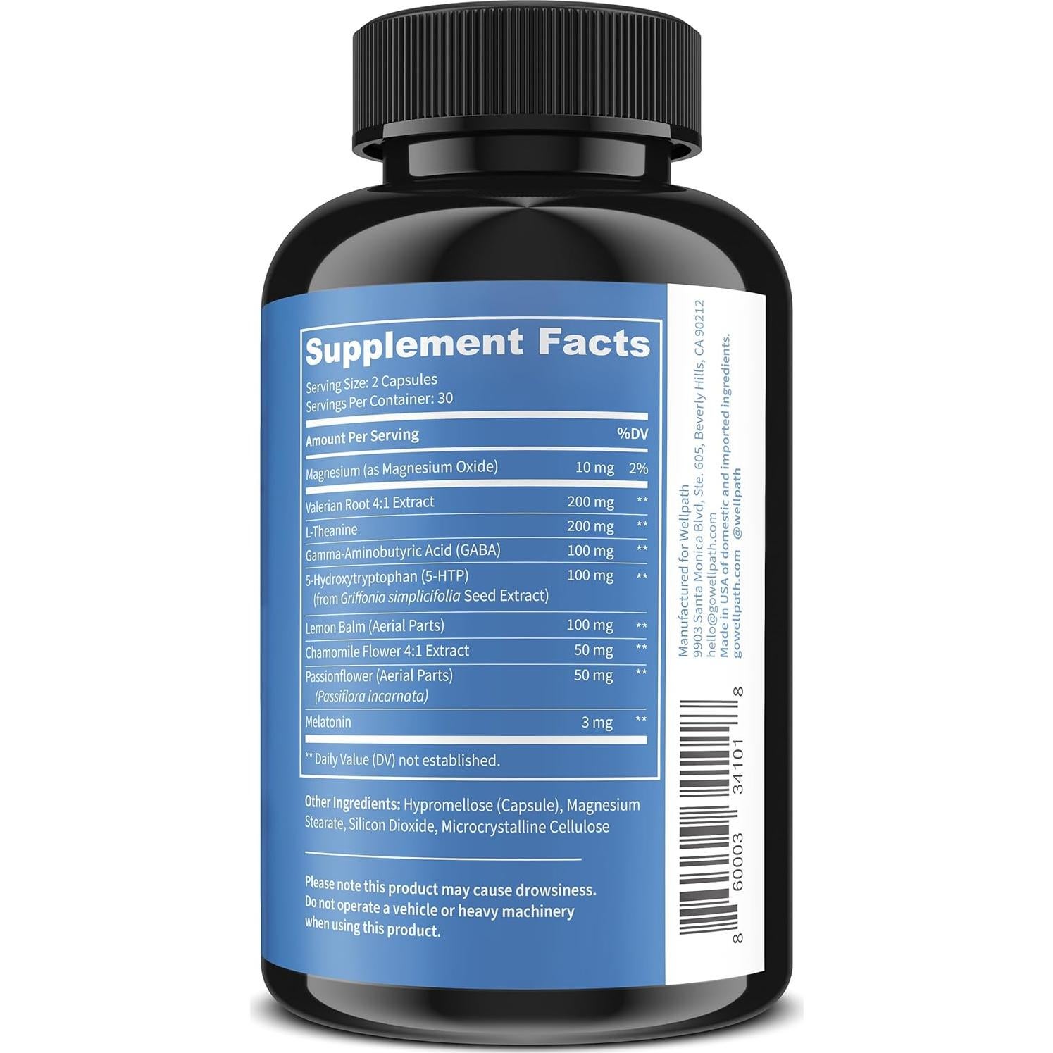 WellPath Rest Suplemento Natural para Dormir 60 Cápsulas