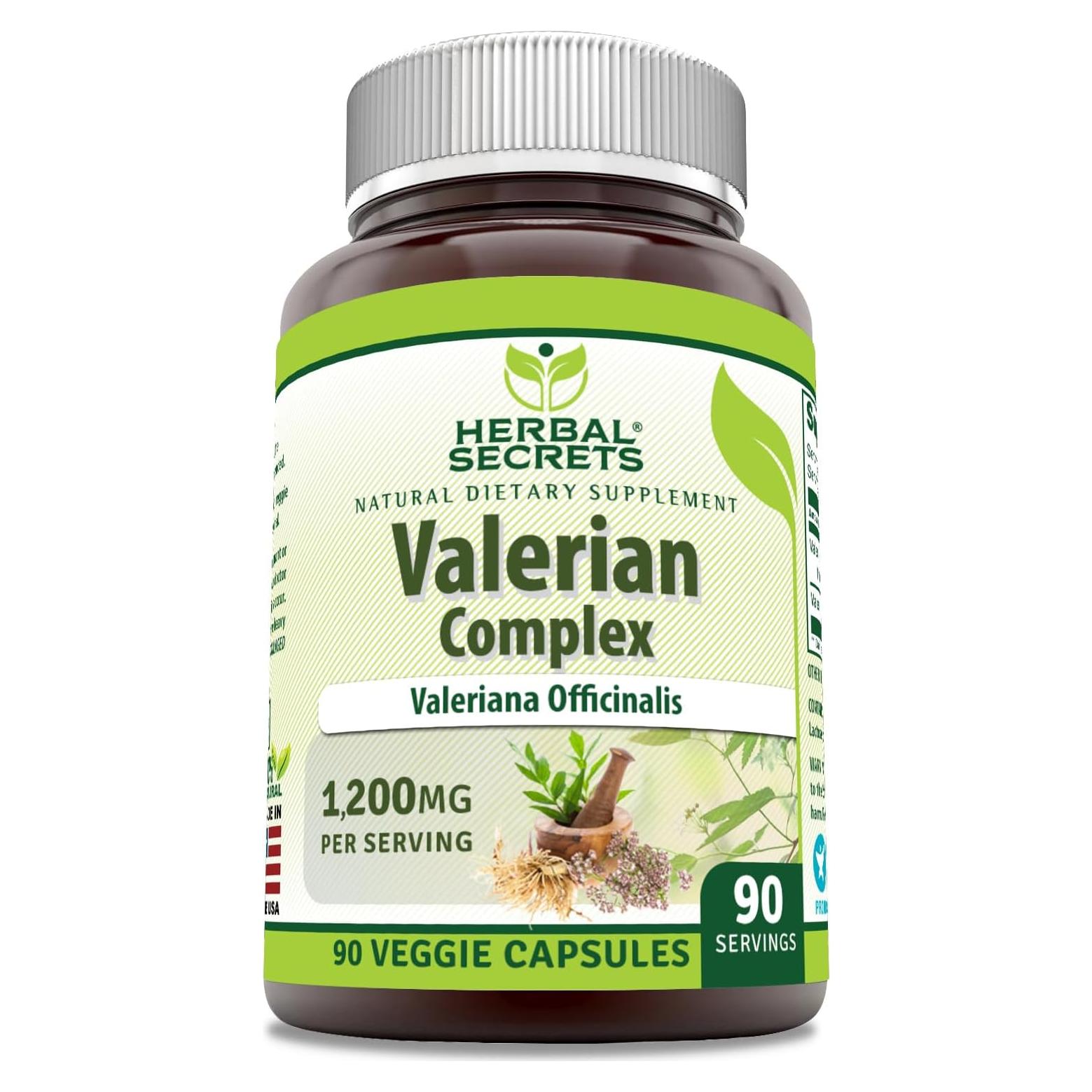 Suplemento de Valeriana Secretos Herbales 1200 Mg 90 Cápsulas