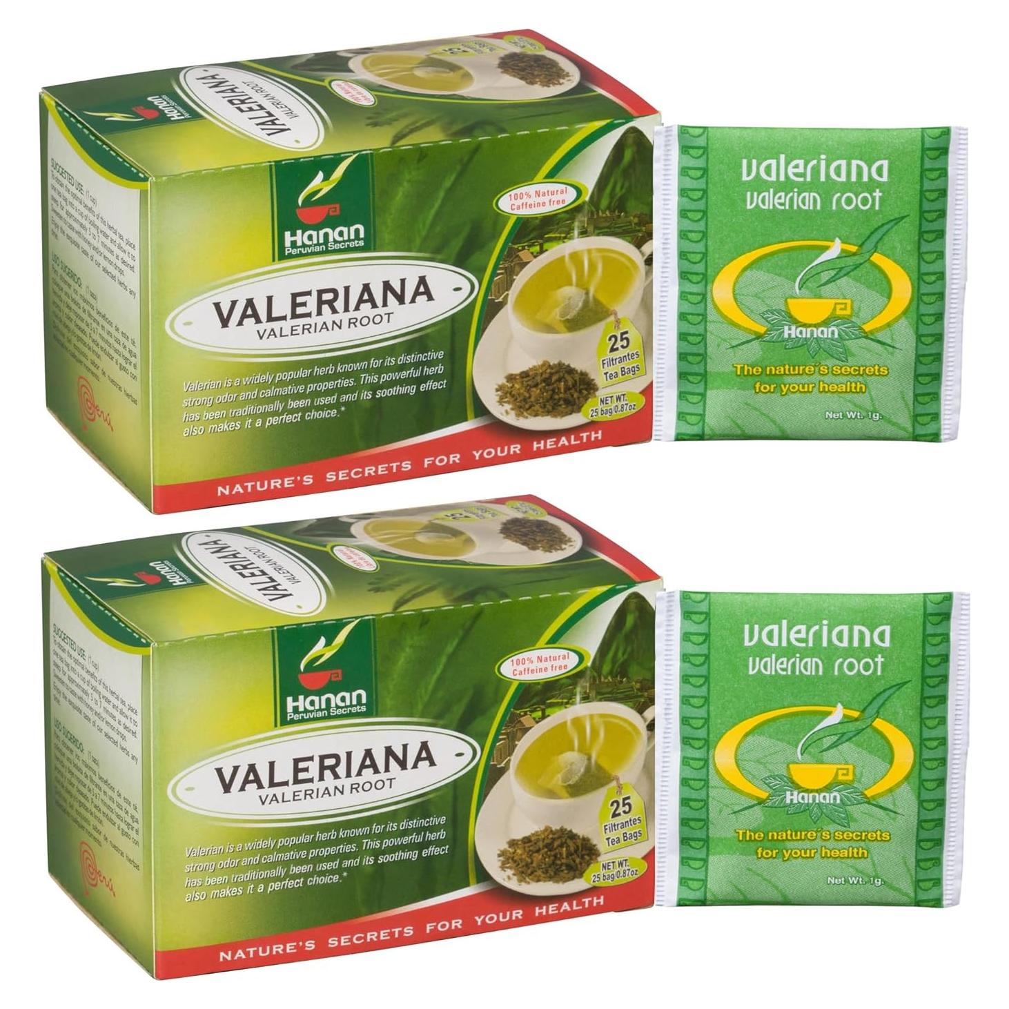 Té de Raíz de Valeriana Hanan 50 Bolsas - Sin Cafeína, 100% Puro