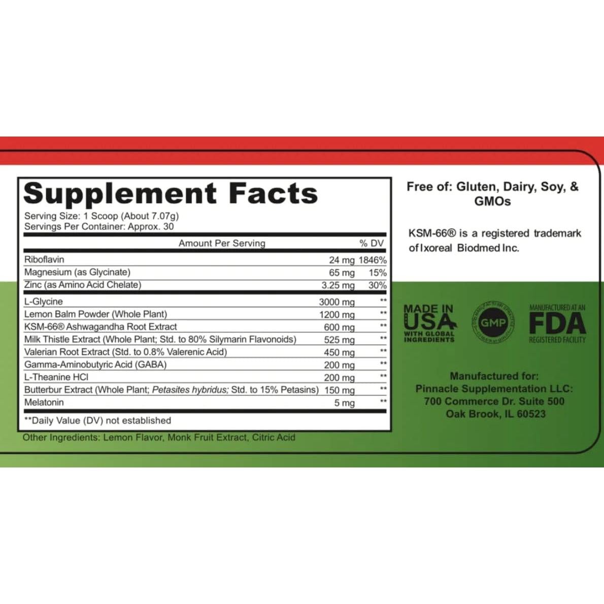 Suplemento de Sueño y Relajación Pinnacle con Melatonina 30 Porciones