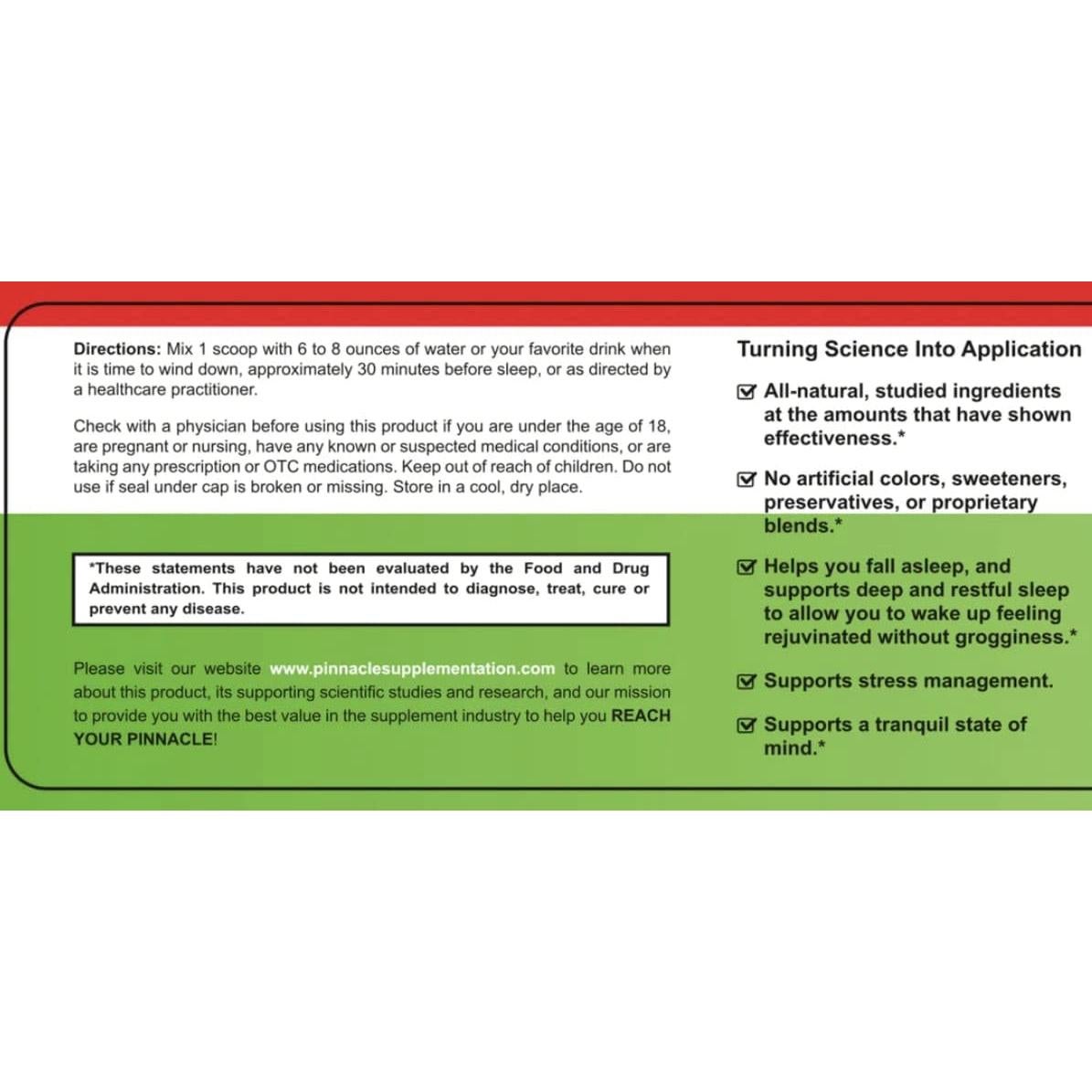 Suplemento de Sueño y Relajación Pinnacle con Melatonina 30 Porciones