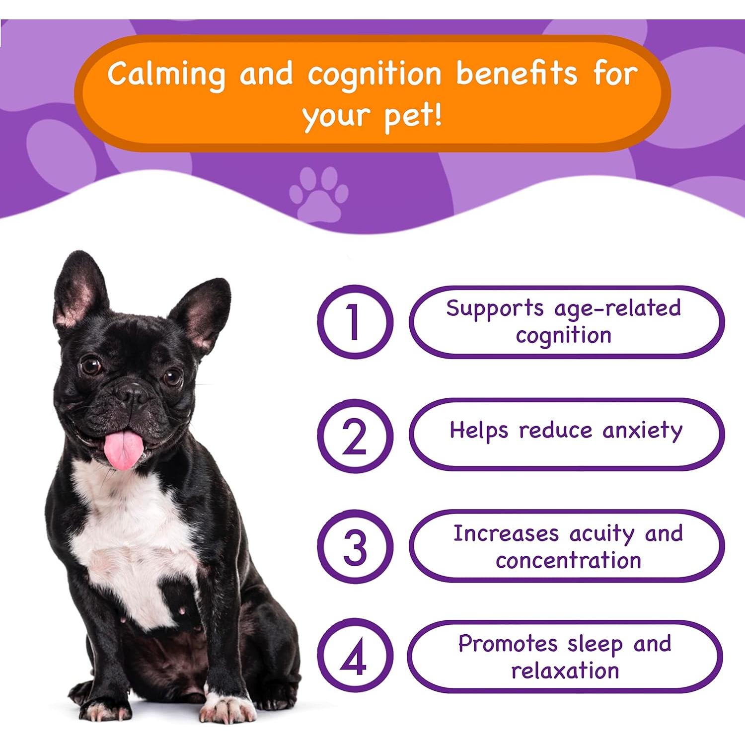 Suplemento Calmante y Cognición para Perros PawPuk - Melatonina, SAM-e, Ashwagandha