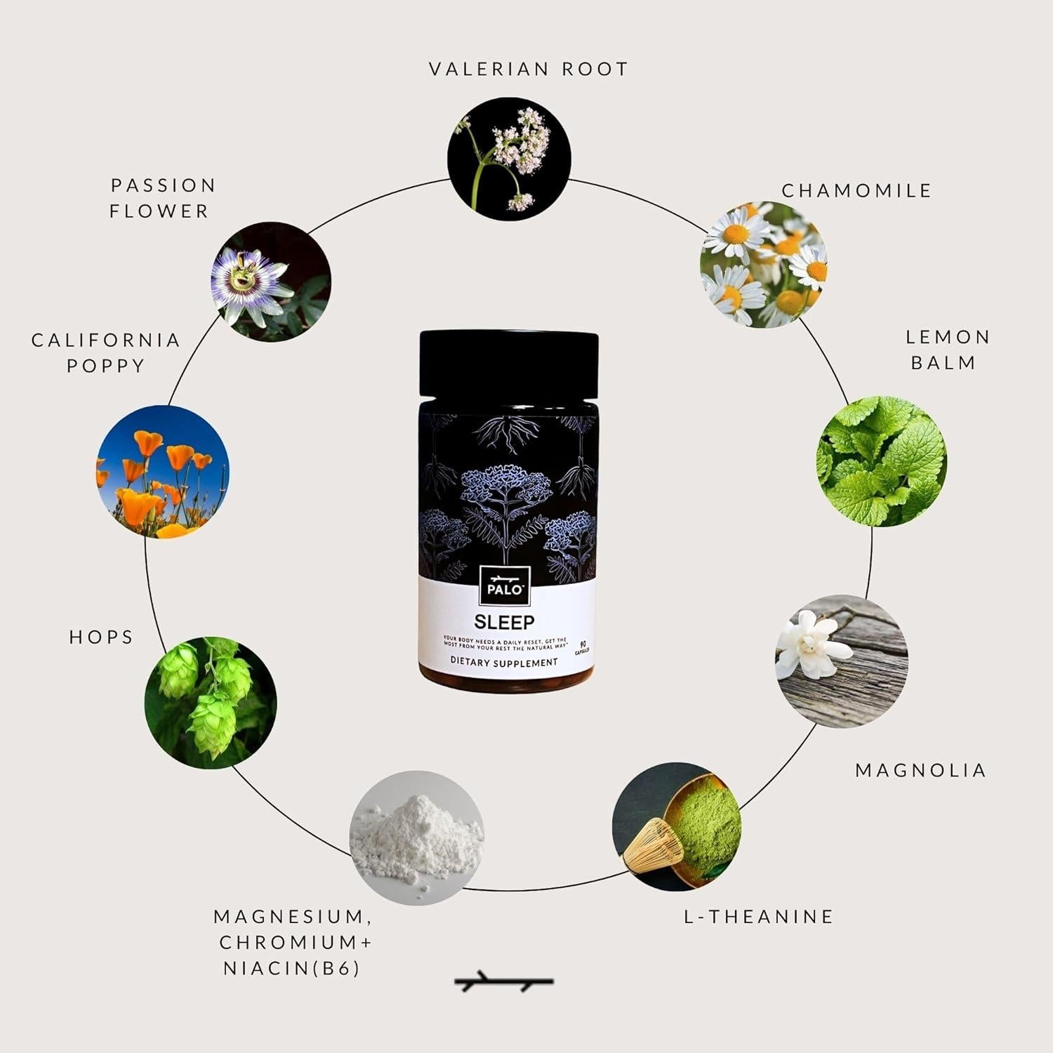 Suplemento Vegano PALO Sueño - 90 Cápsulas Sin Melatonina