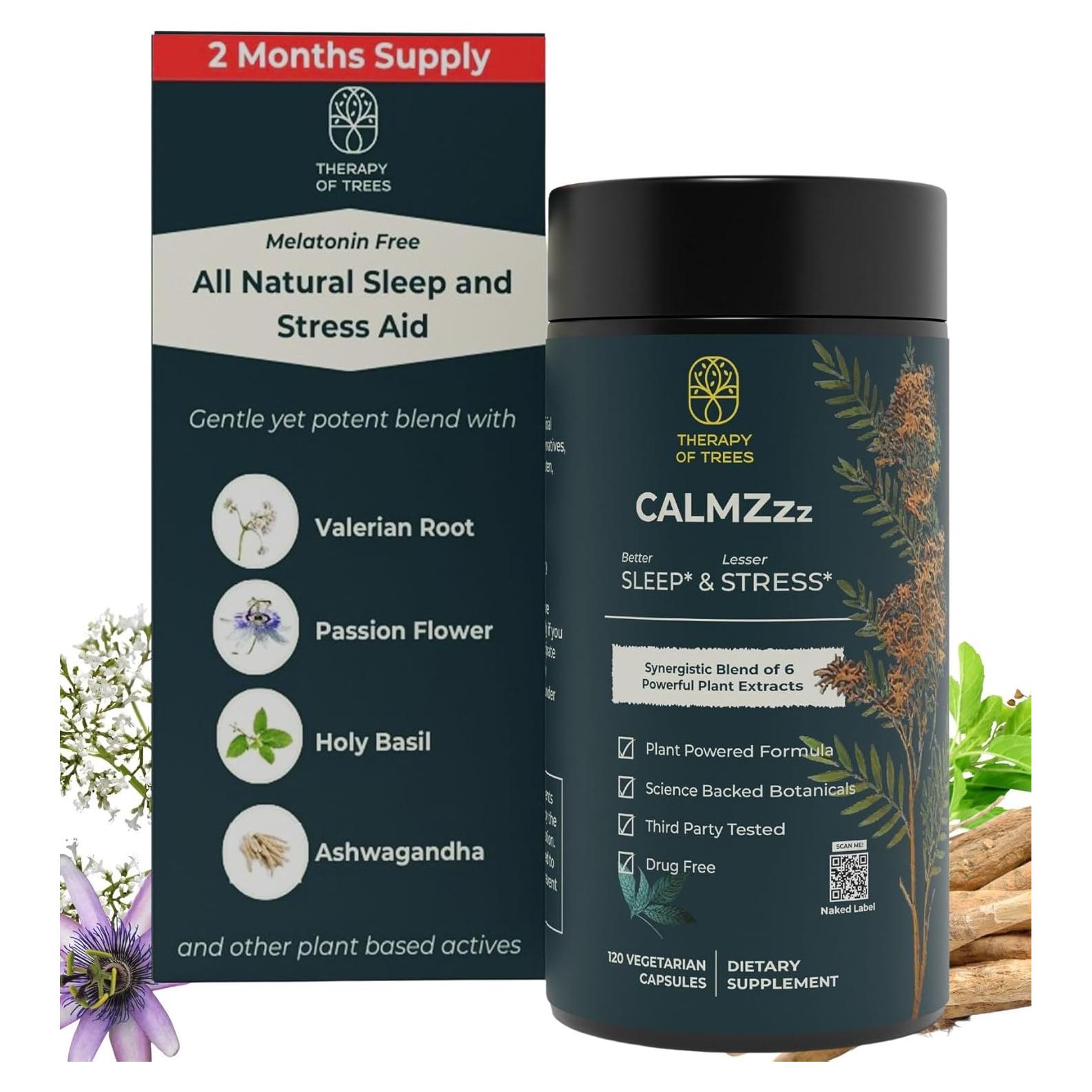 Suplemento Herbal Calmzzz - Raíz de Valeriana y 6 Hierbas Naturales para Sueño y Estrés