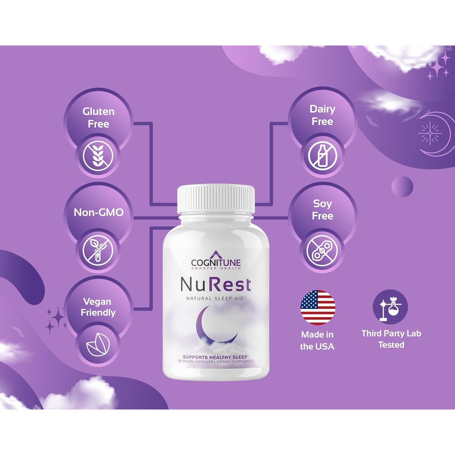 Suplemento Natural para Dormir CogniTune - 60 Cápsulas