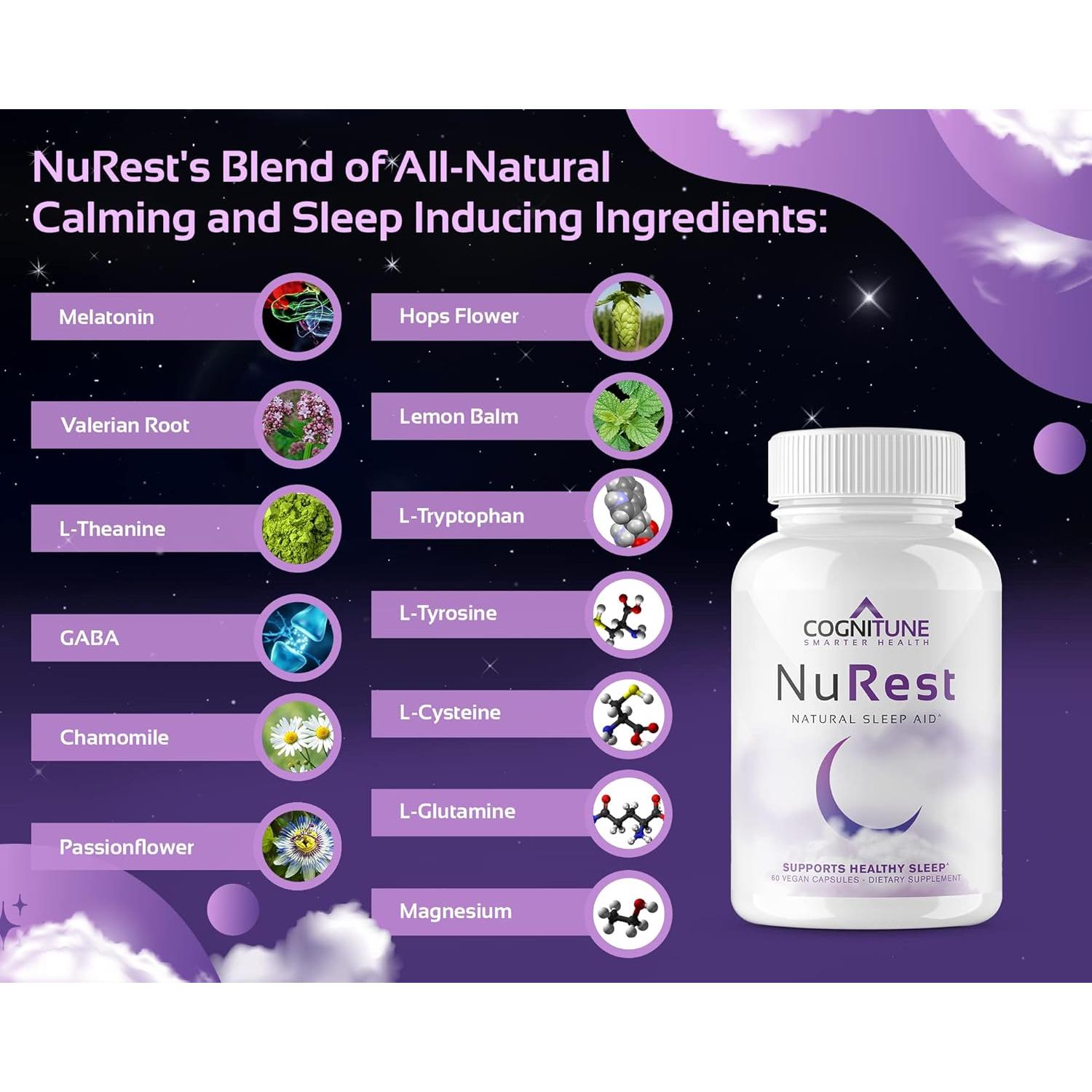 Suplemento Natural para Dormir CogniTune - 60 Cápsulas