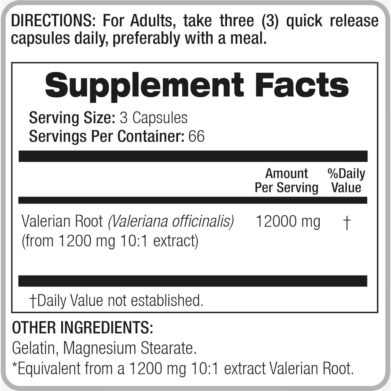 Cápsulas de Raíz de Valeriana FITO MEDIC'S 200 Unidades 12000 mg