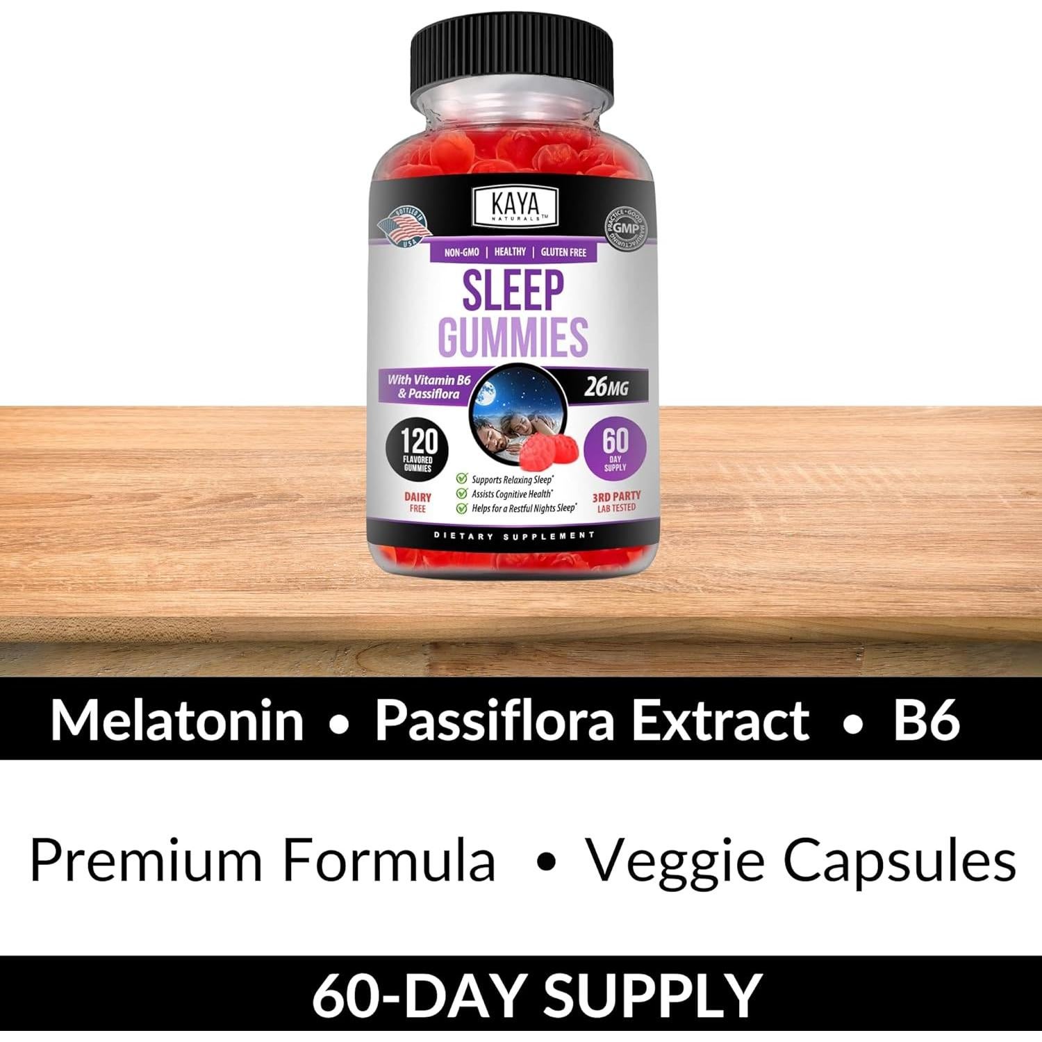 Gominolas para Dormir Kaya Naturals 120 Unidades Melatonina