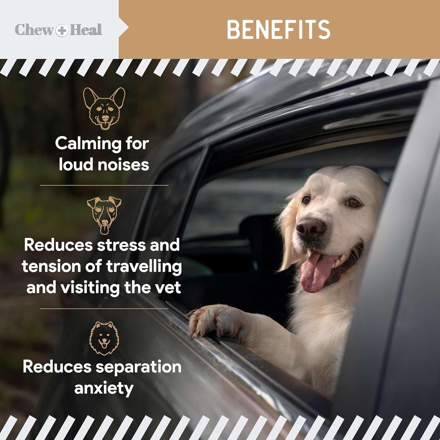 Masticables Calmantes para Perros Chew + Heal 60 Unidades Mantequilla de Maní