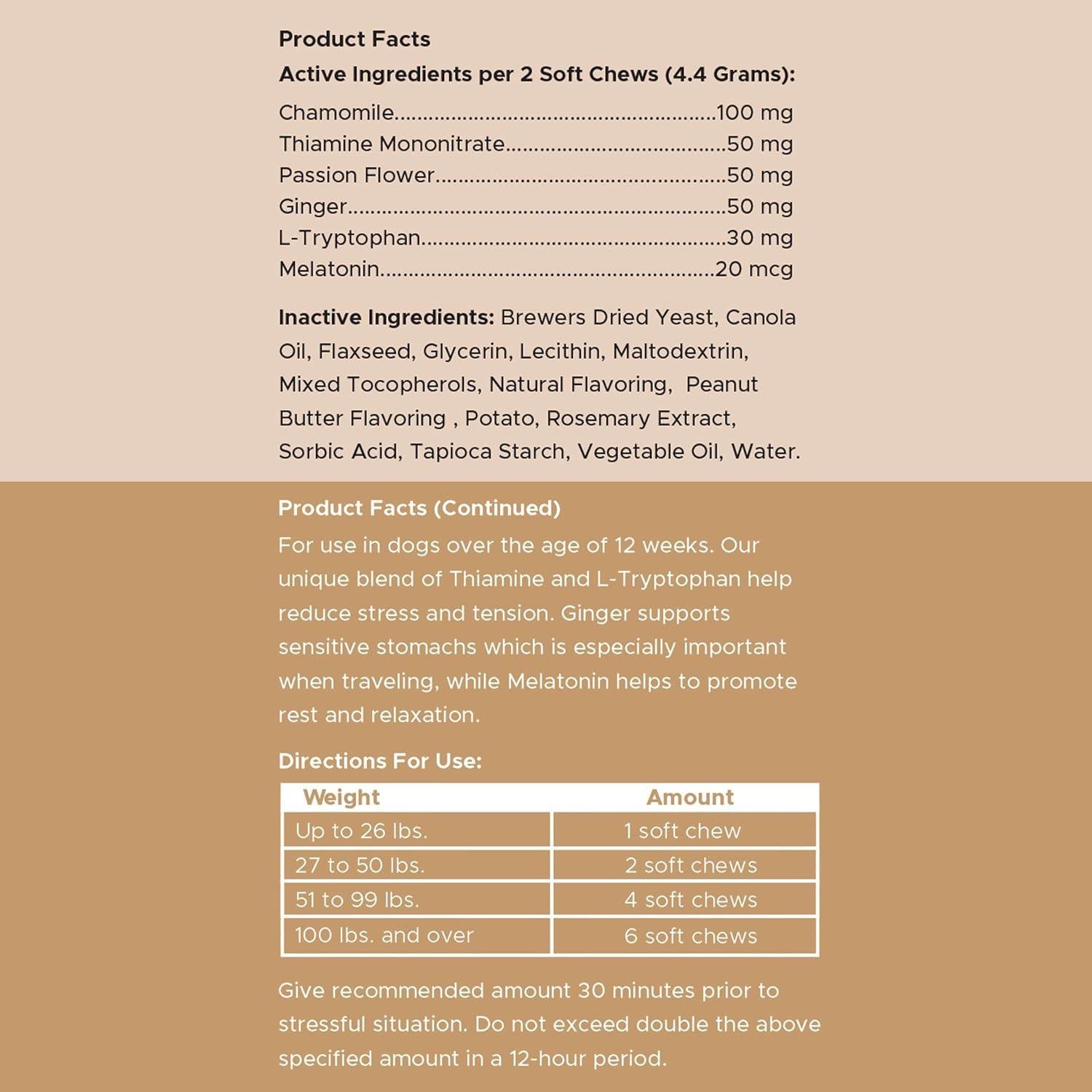 Masticables Calmantes para Perros Chew + Heal 60 Unidades Mantequilla de Maní