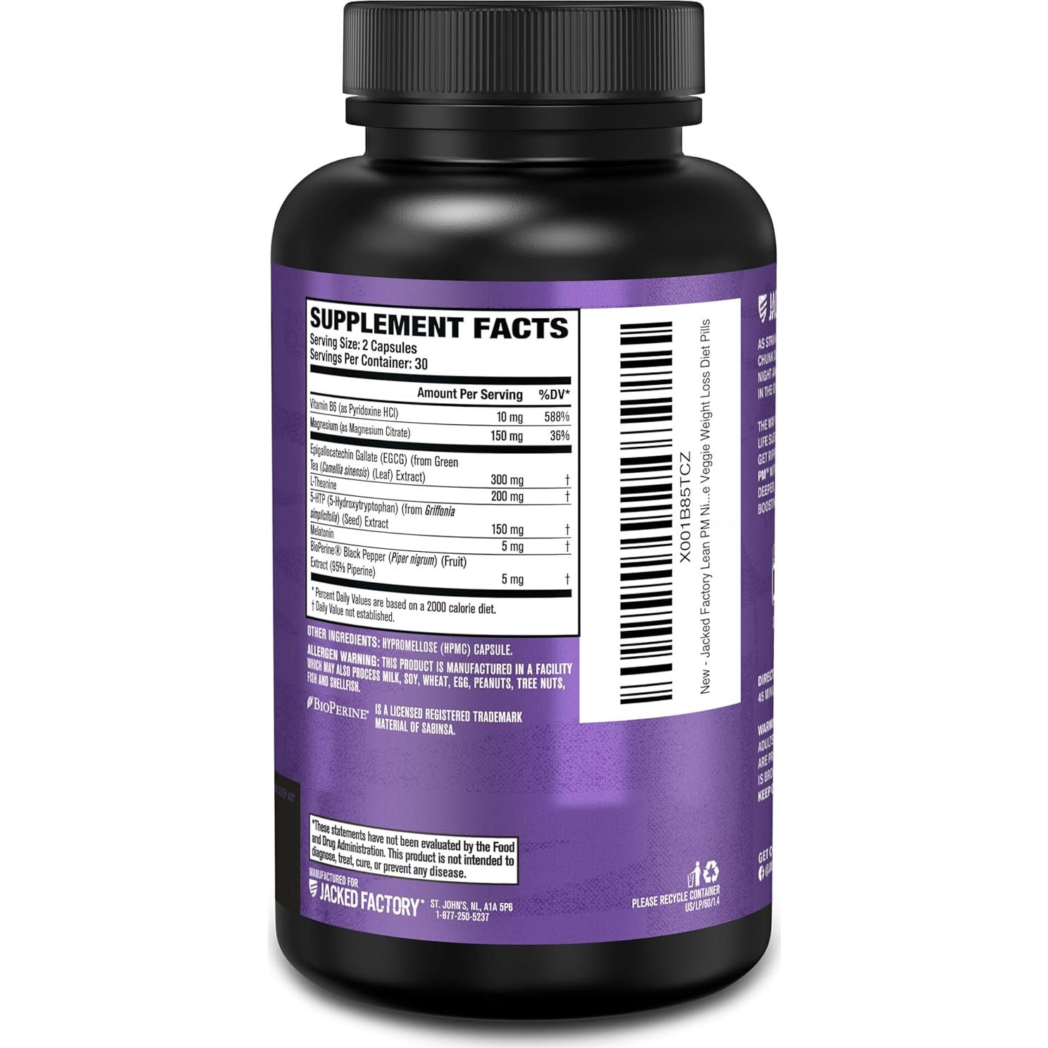 Jacked Factory Lean PM Quemador de Grasa Nocturno 60 Cápsulas