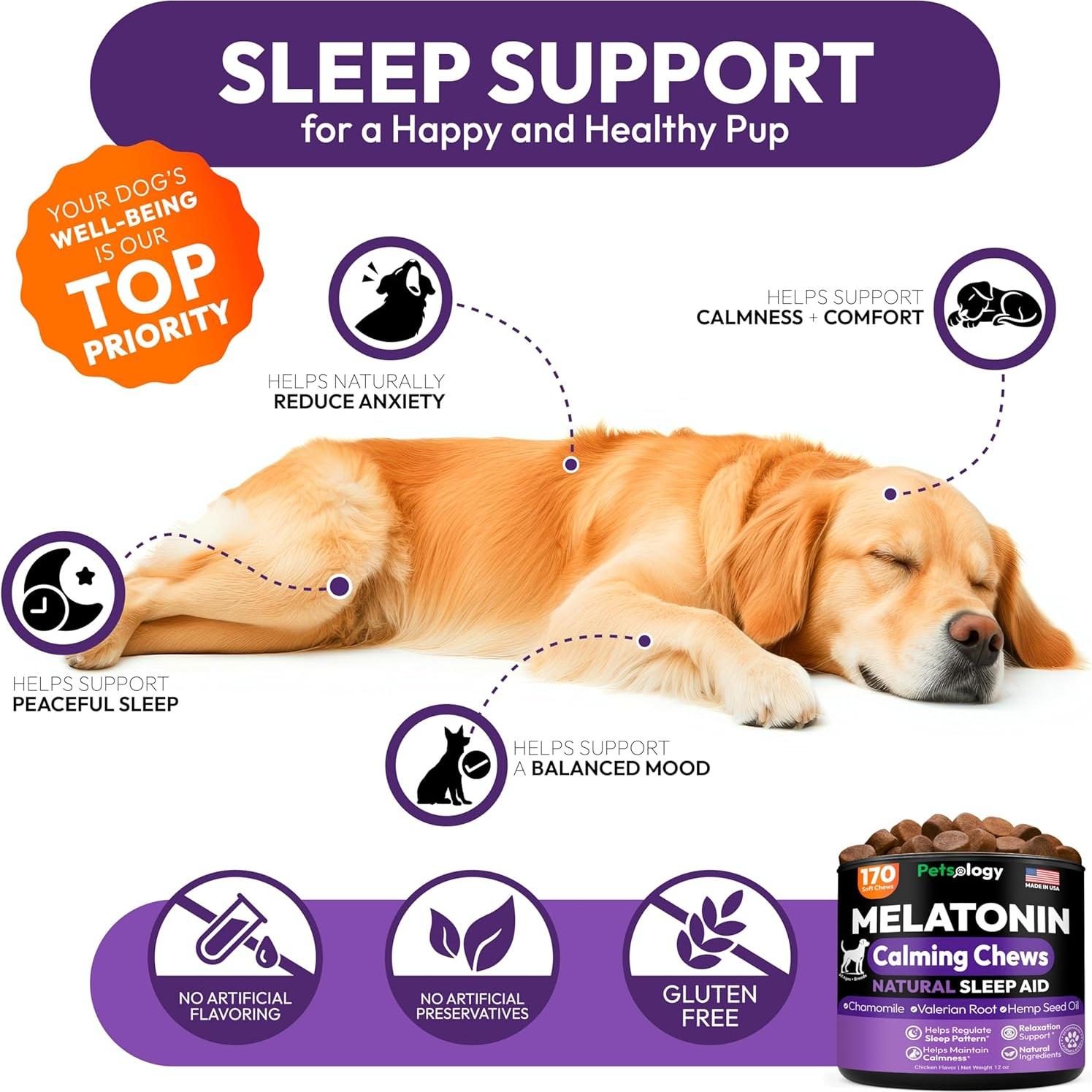 Golosinas Calmantes para Perros Petsology - 170 Unidades Melatonina