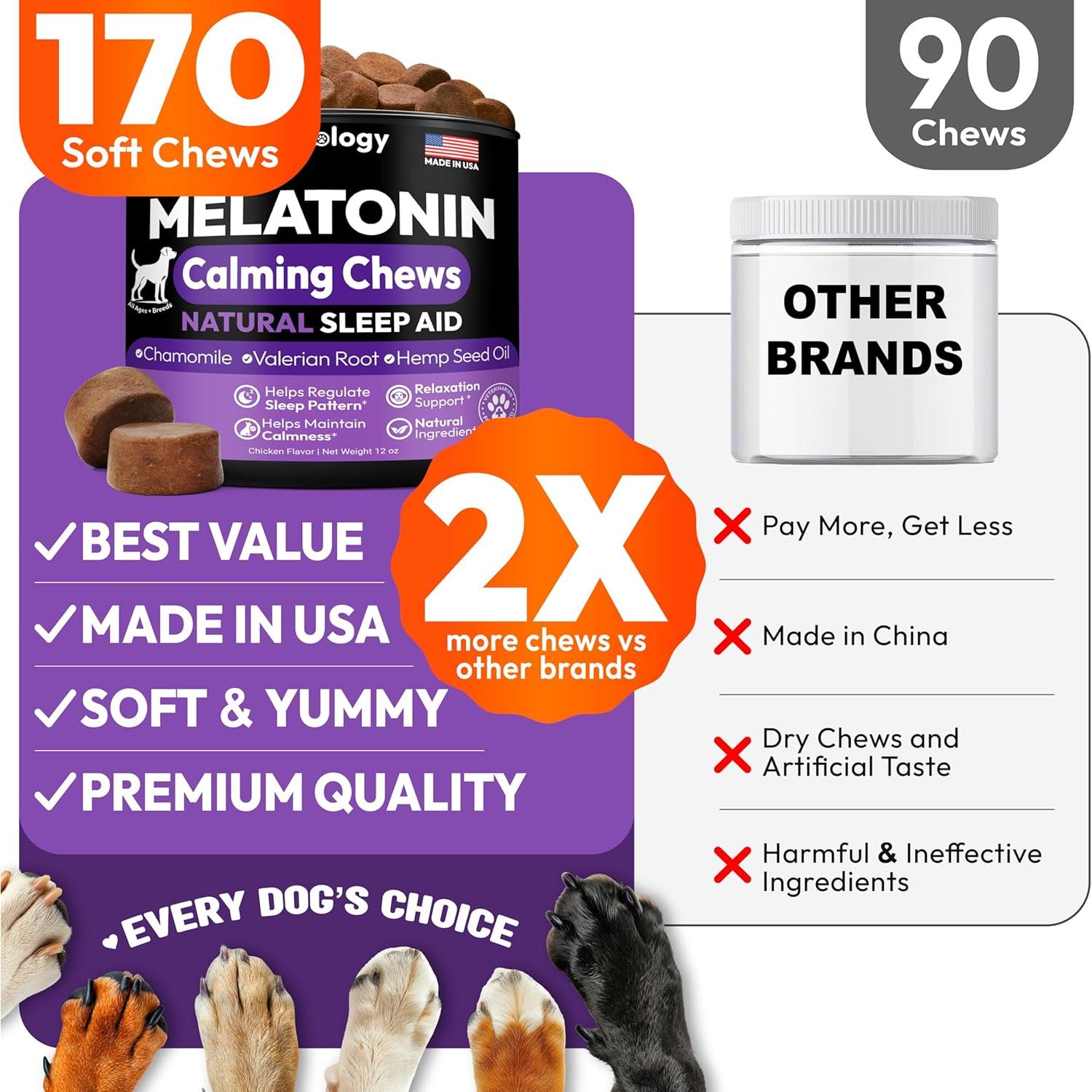 Golosinas Calmantes para Perros Petsology - 170 Unidades Melatonina